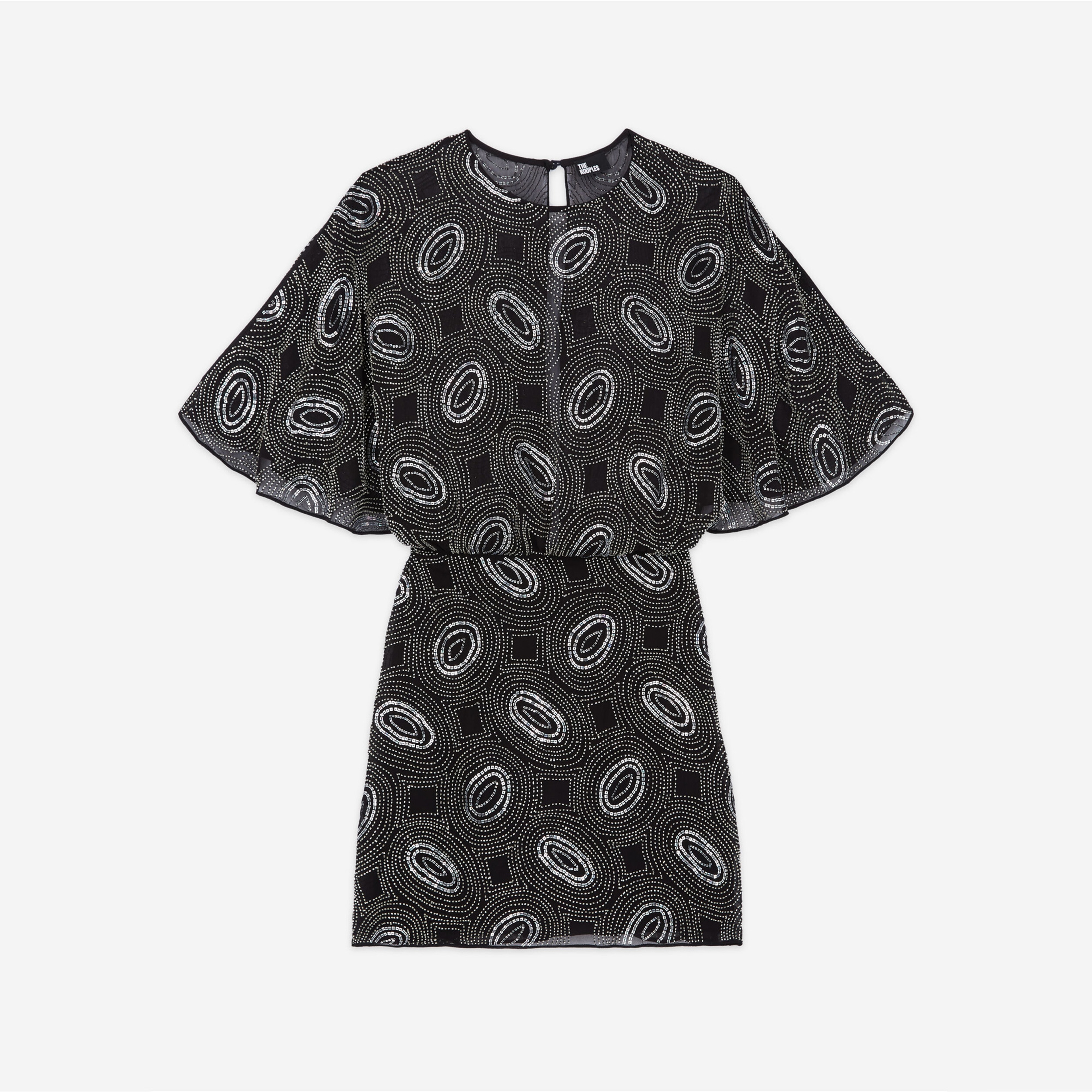 KADIN DESENLİ SİYAH ELBİSE