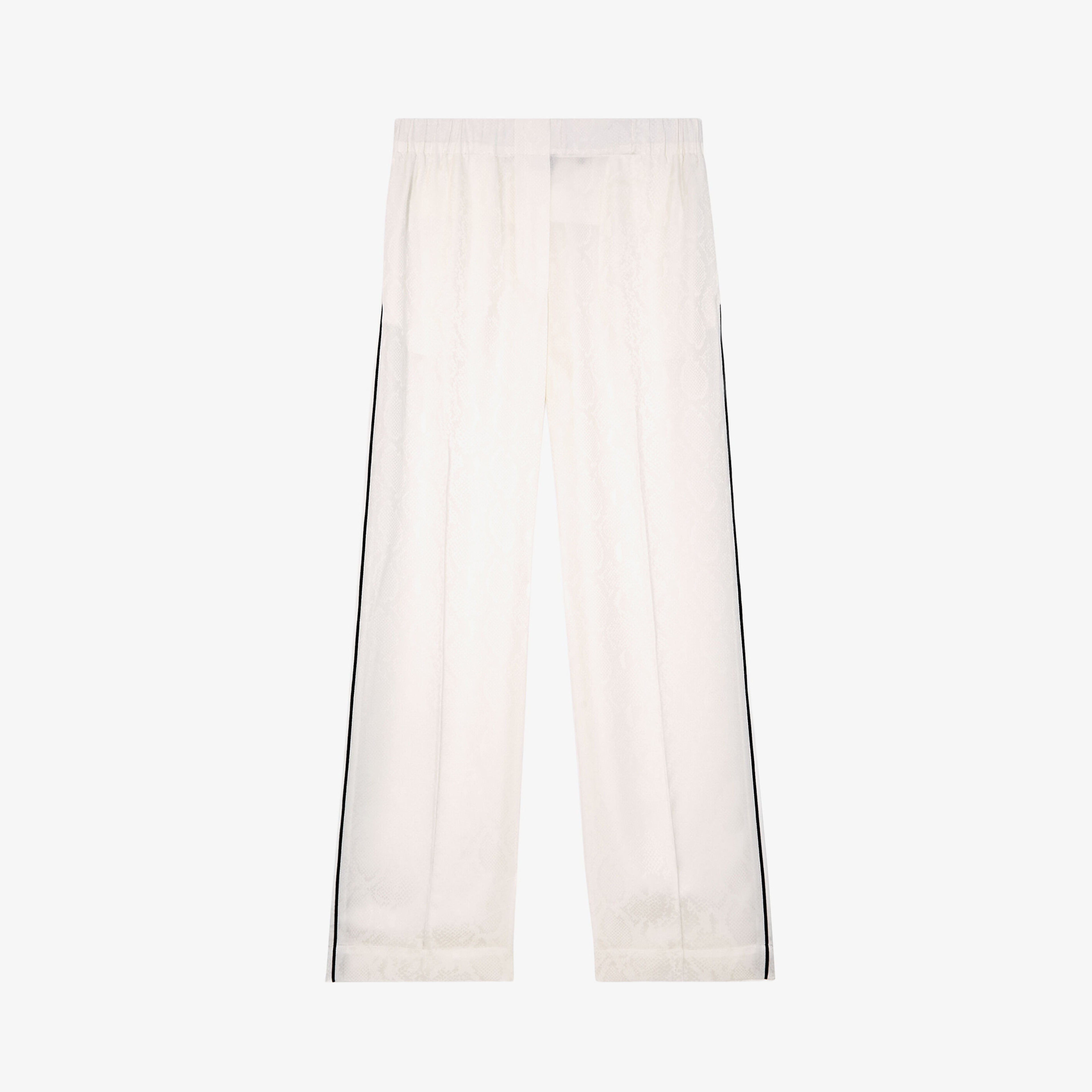 KADIN DESENLİ KREM SATEN PANTOLON