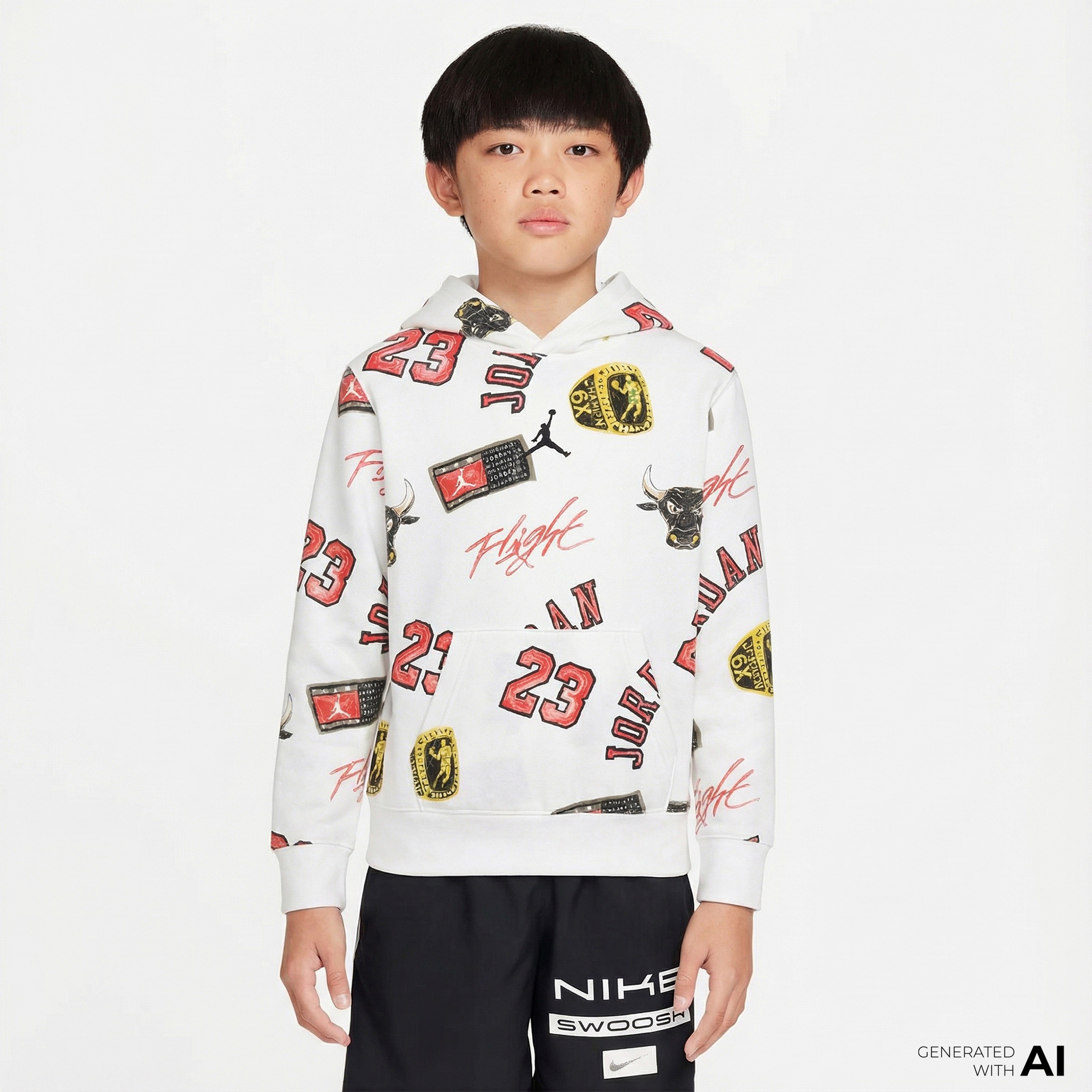 Jordan Essentials All-Over Printed Çocuk Beyaz Sweatshirt