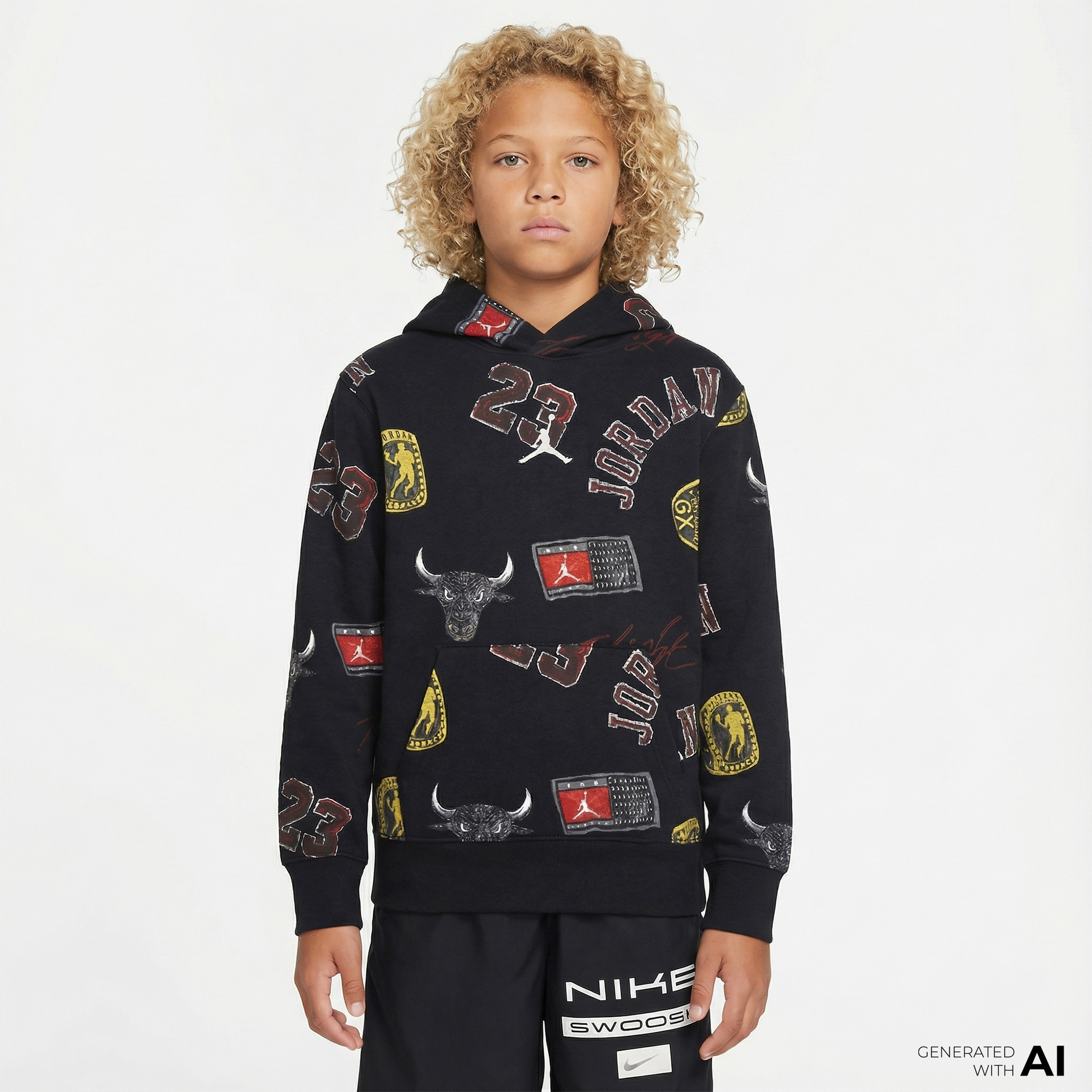 Jordan Essentials All-Over Printed Çocuk Siyah Sweatshirt