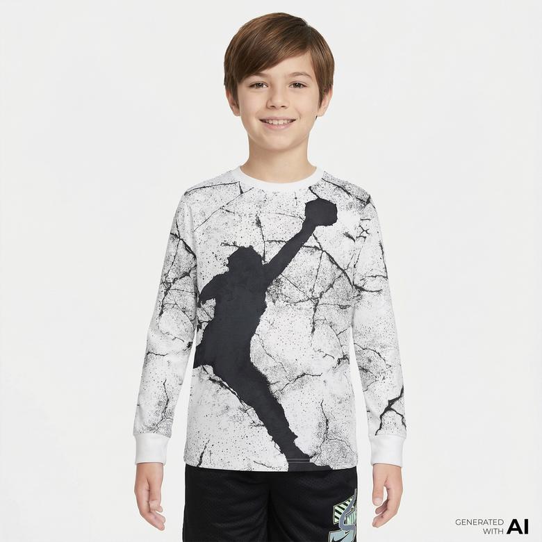 Jordan Jdb Jumpman Cement Çocuk Beyaz T-Shirt