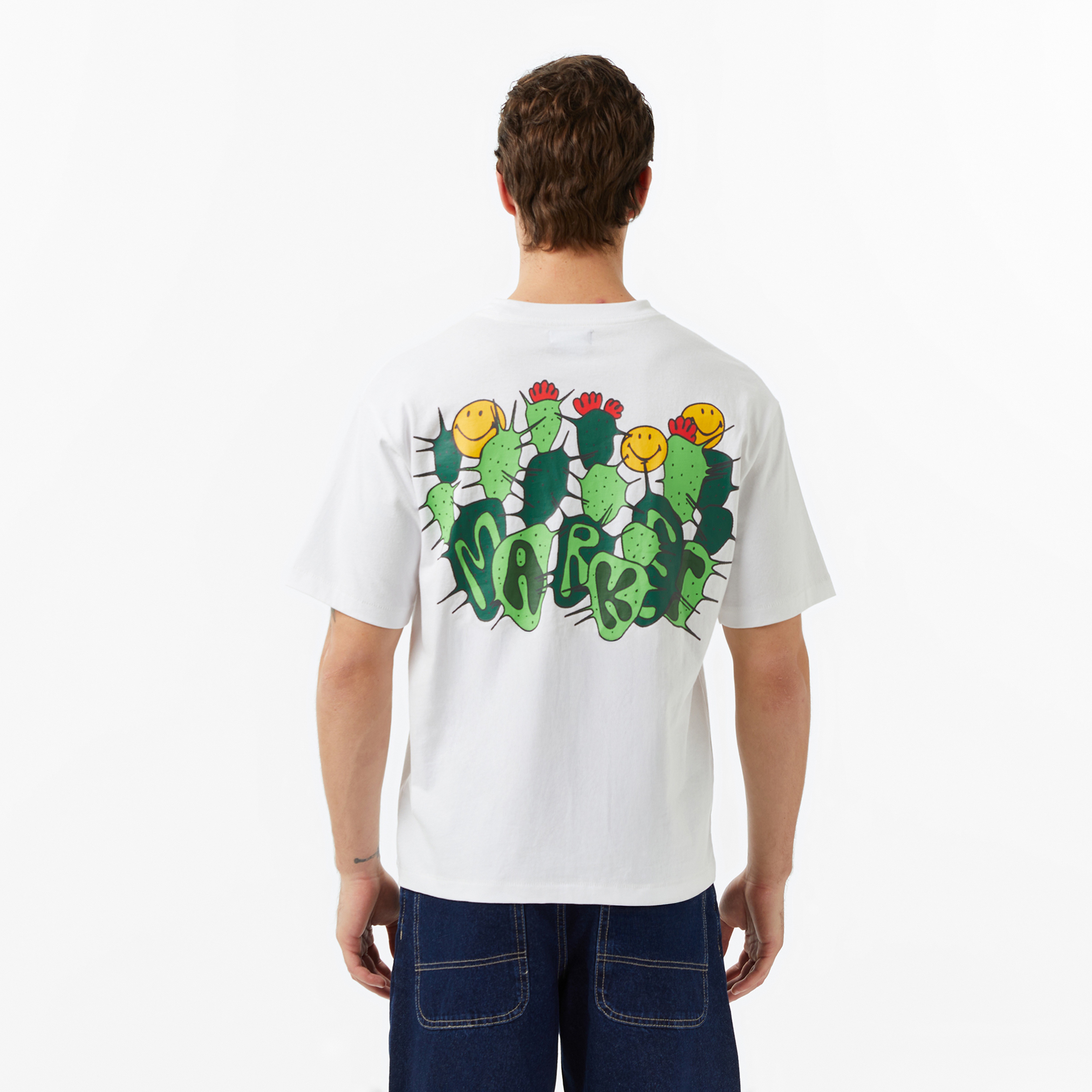 The Market 'Smiley Cactus Cropped' Erkek Beyaz T-Shirt