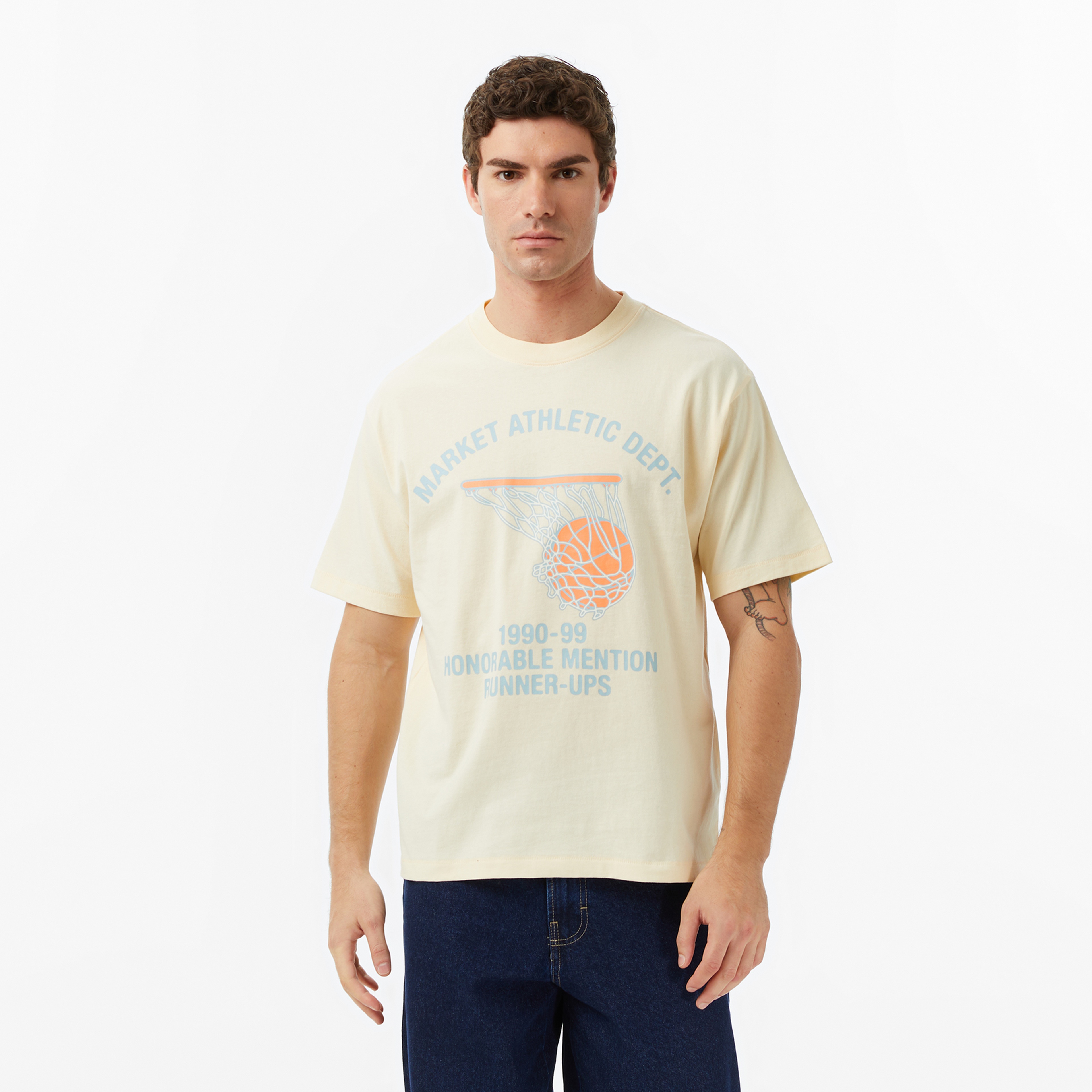 The Market 'Runner Up Basketball' Erkek Krem T-Shirt