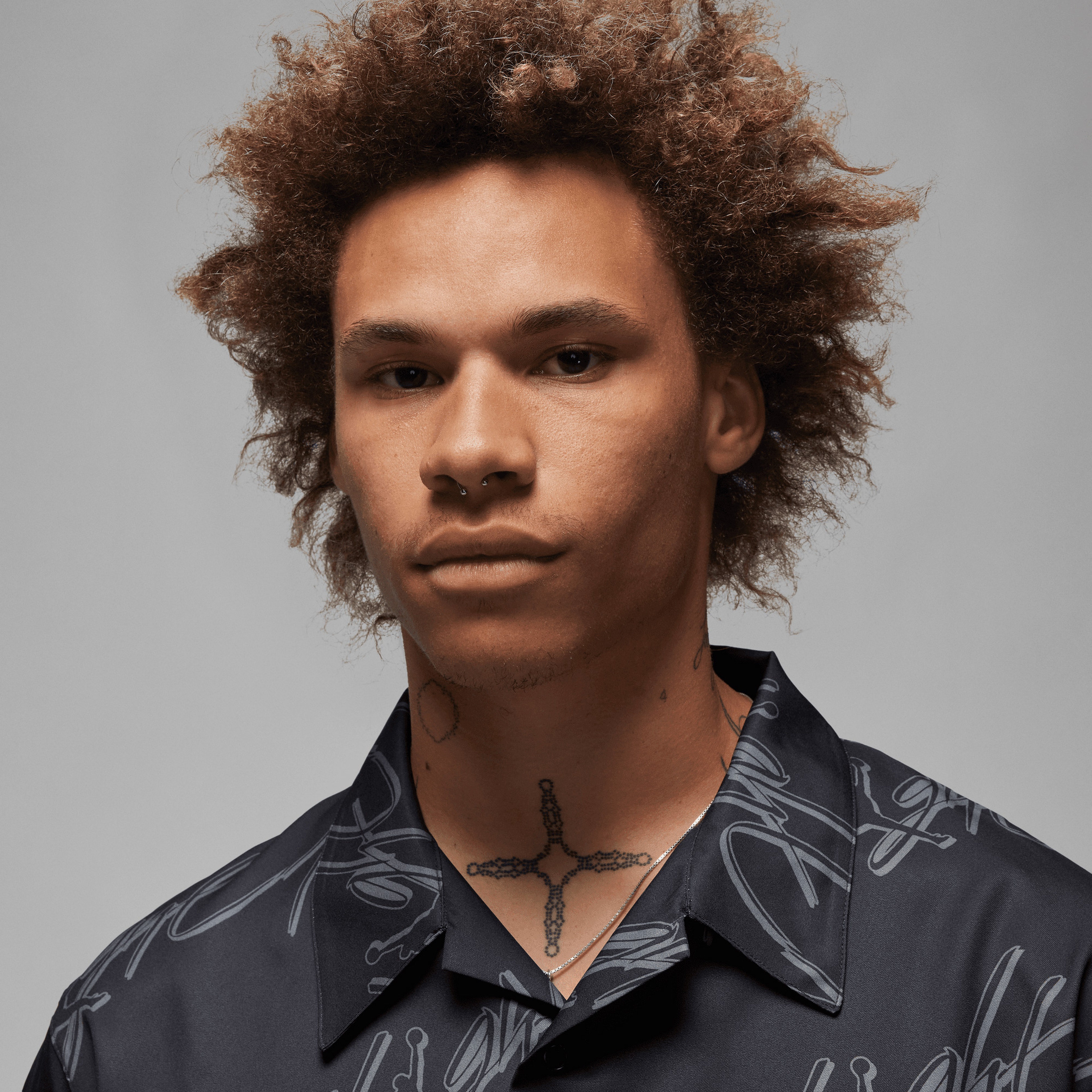 Jordan Essentials Graphics Full-Button Erkek Siyah Gömlek