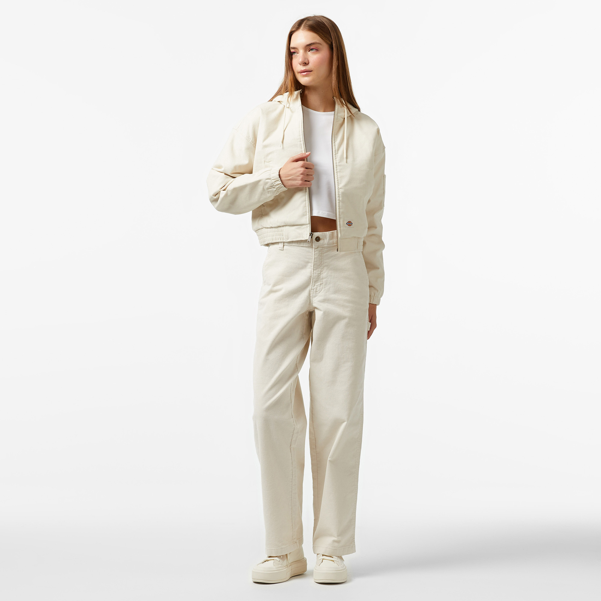 Dickies Corduroy Hooded Beyaz Kadın Ceket