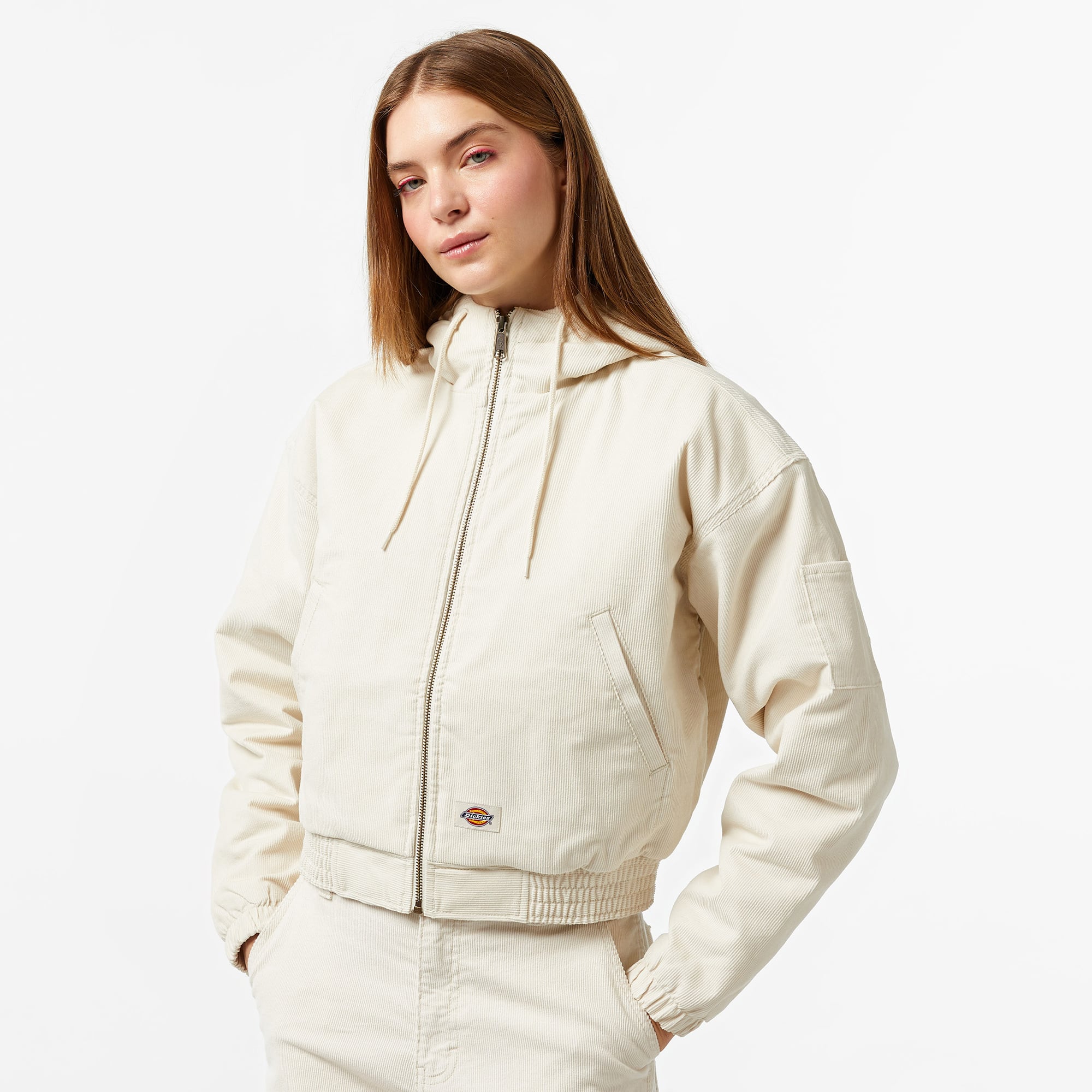 Dickies Corduroy Hooded Beyaz Kadın Ceket