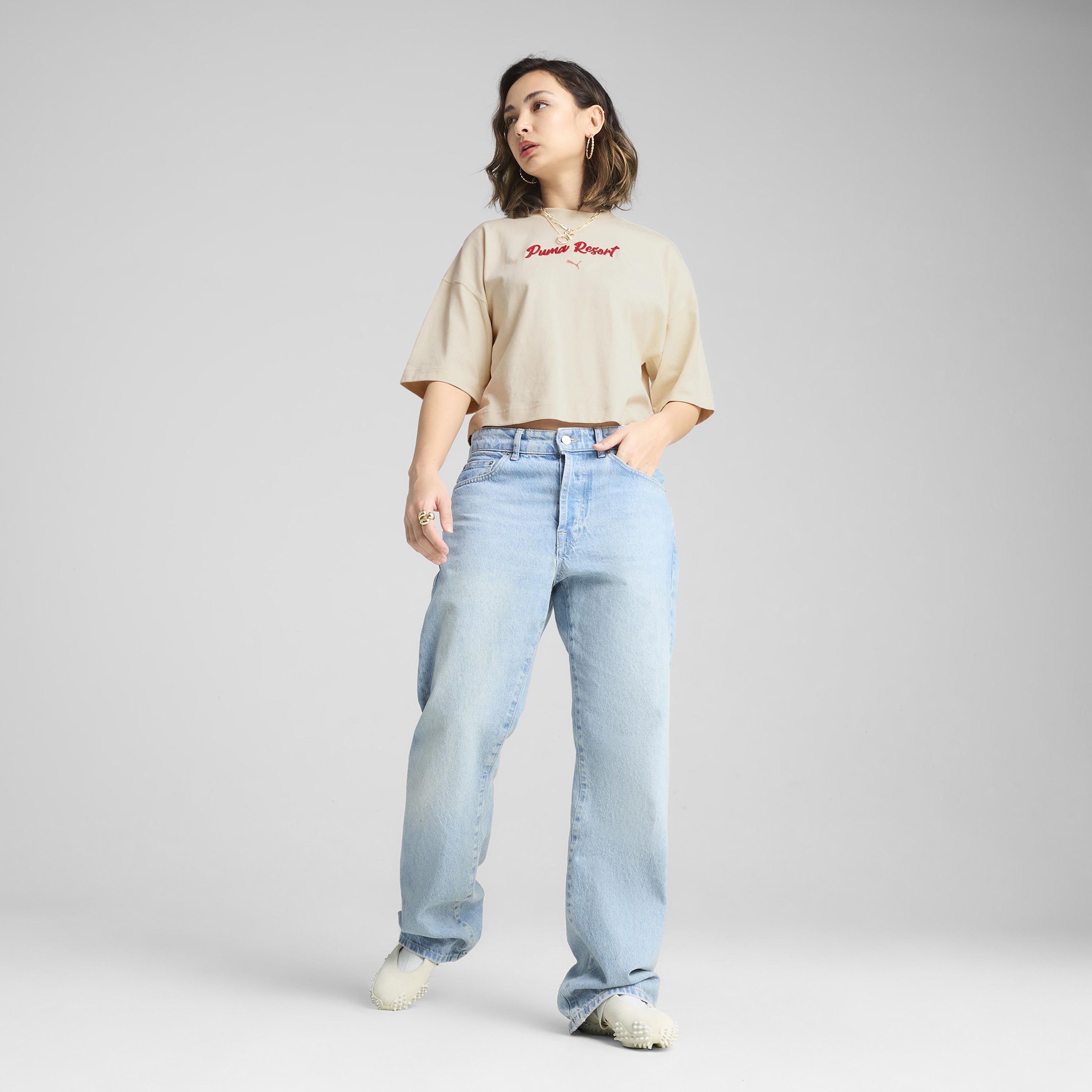 Puma Premium Ess Graphic Kadın Krem T-Shirt