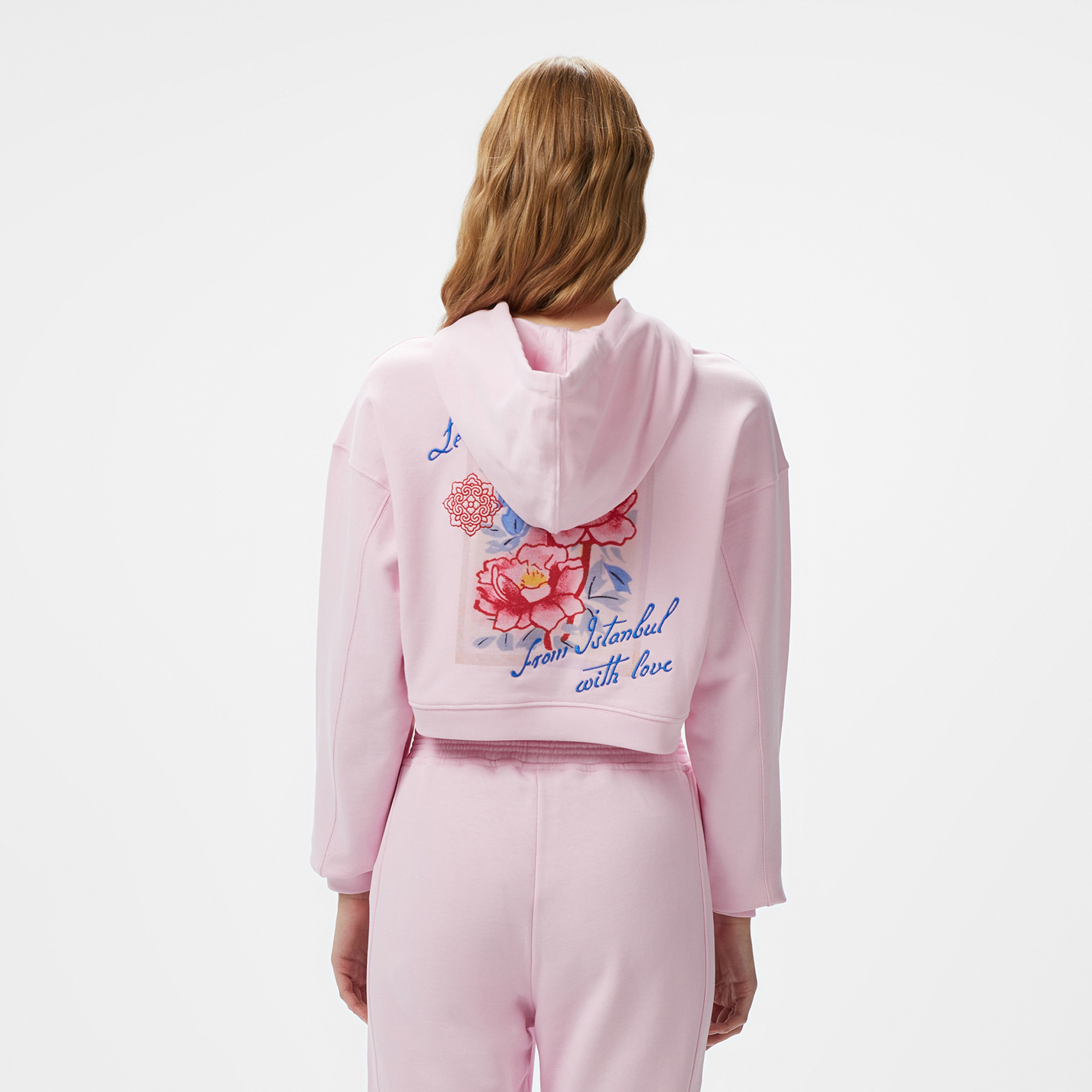 Les Benjamins Essentials Crop 003 Kadın Pembe Sweatshirt