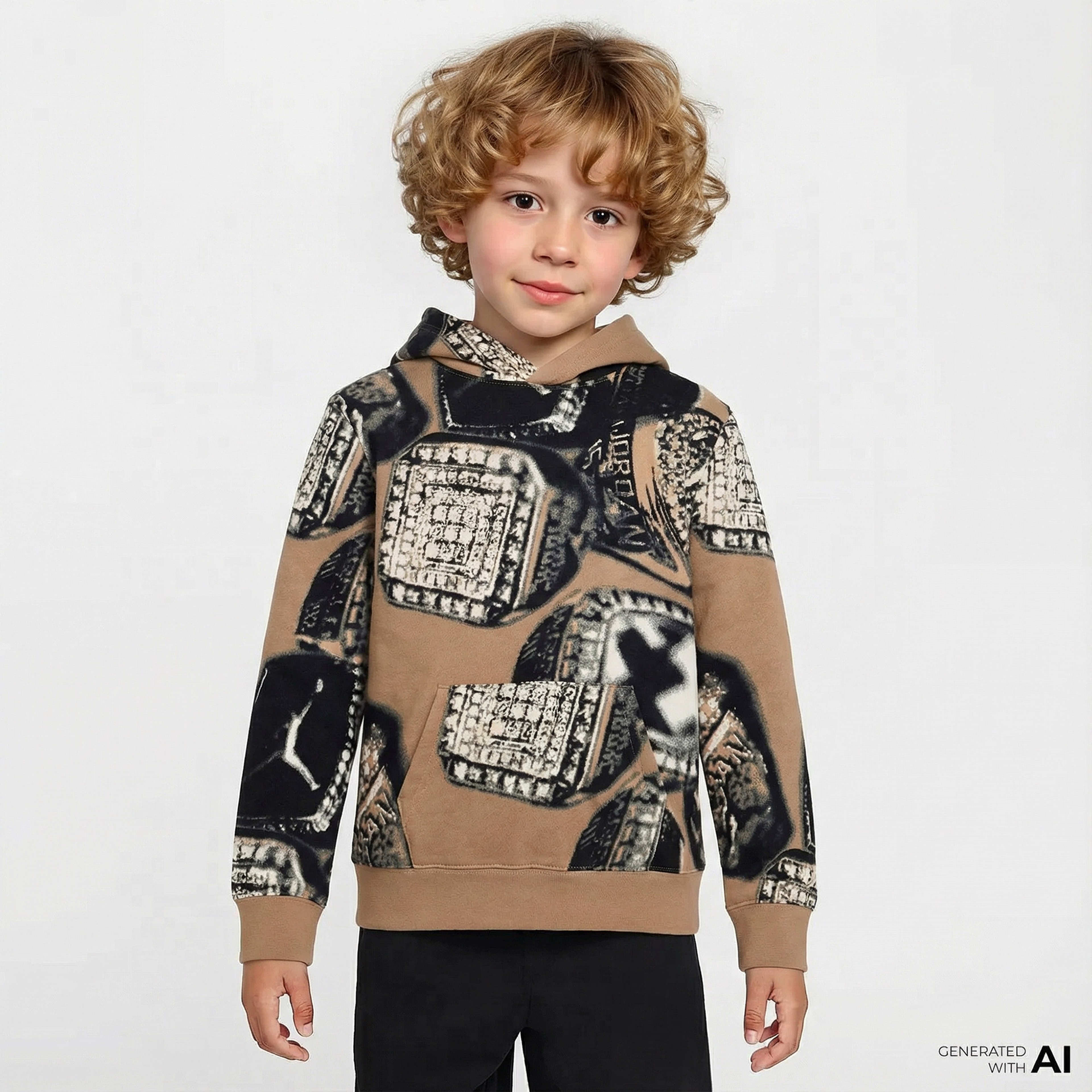 Jordan 1984 French Terry Jumpman Çocuk Krem Hoodie