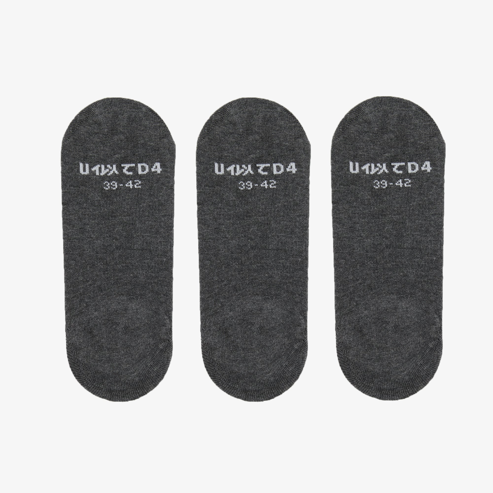 UNITED4 Unisex Antrasit 3'lü Babet Çorap