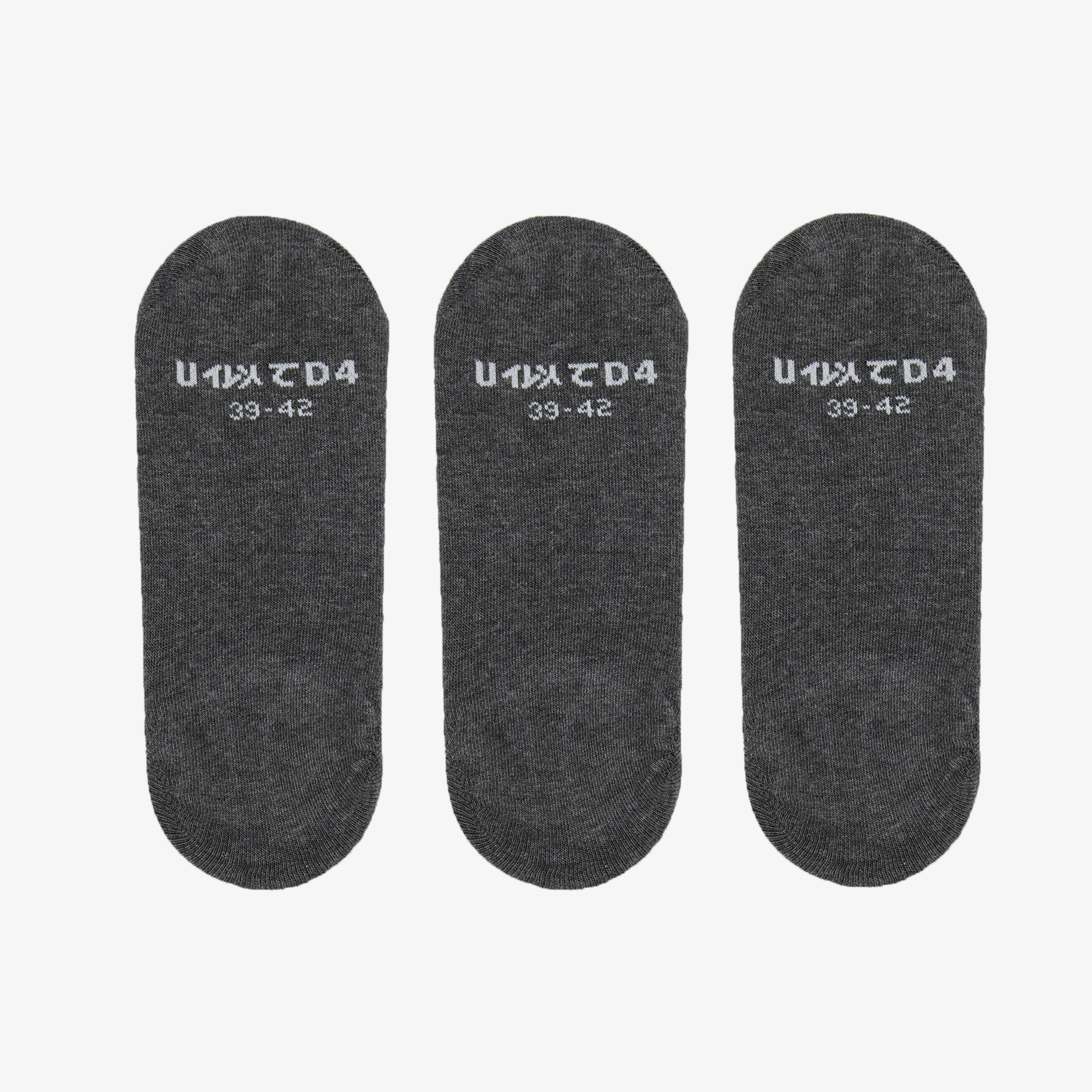 UNITED4 Unisex Antrasit 3'lü Babet Çorap