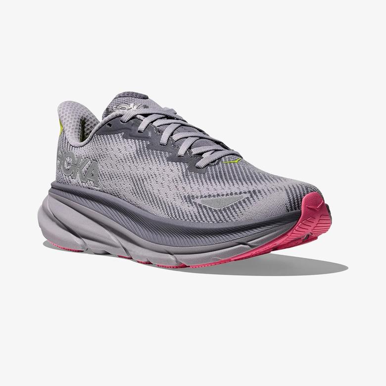 Hoka Clifton 9 Gore-Tex Kadın Gri Koşu Ayakkabısı