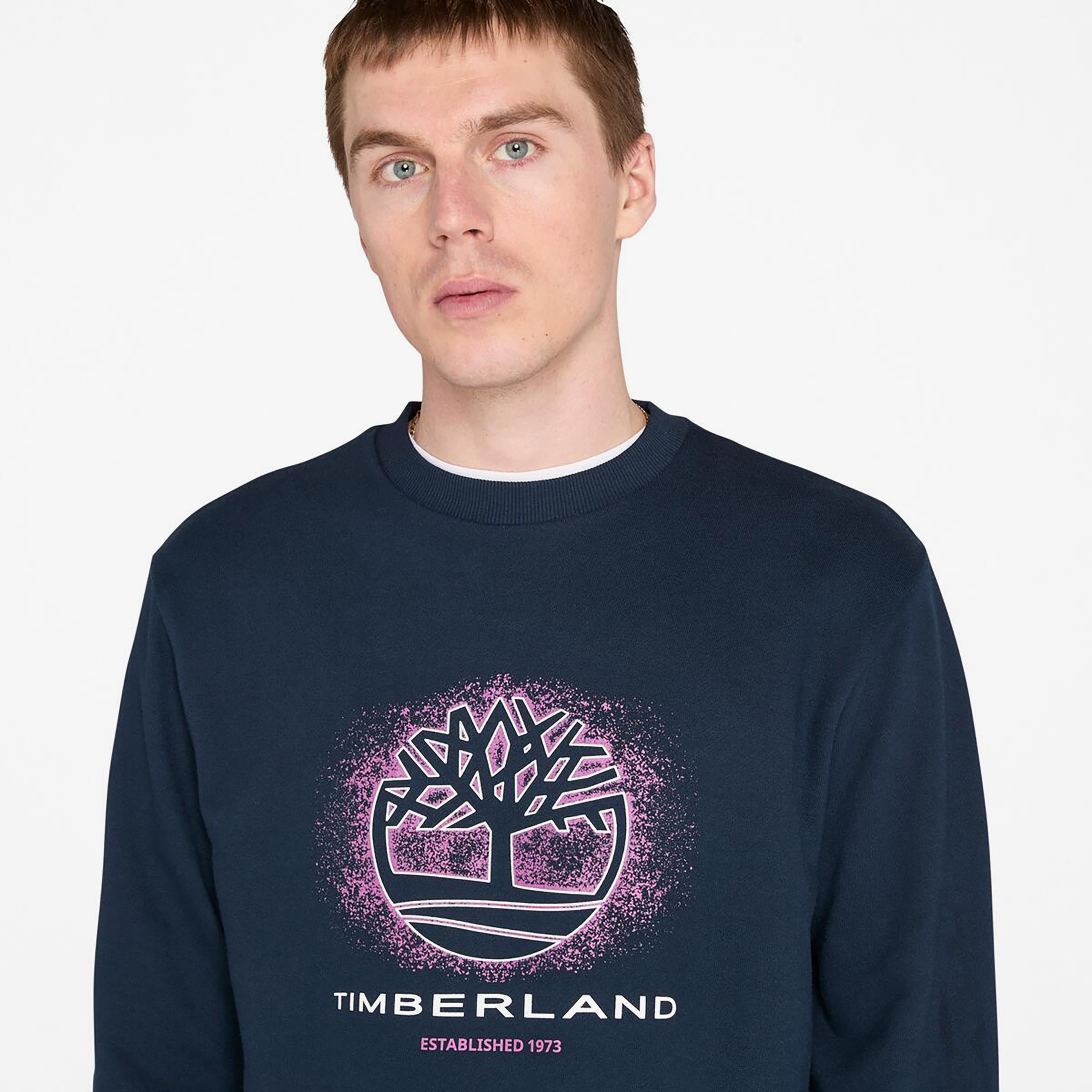 Timberland Front Seasonal Tree Logo Graphic Crewneck Erkek Lacivert Sweatshirt