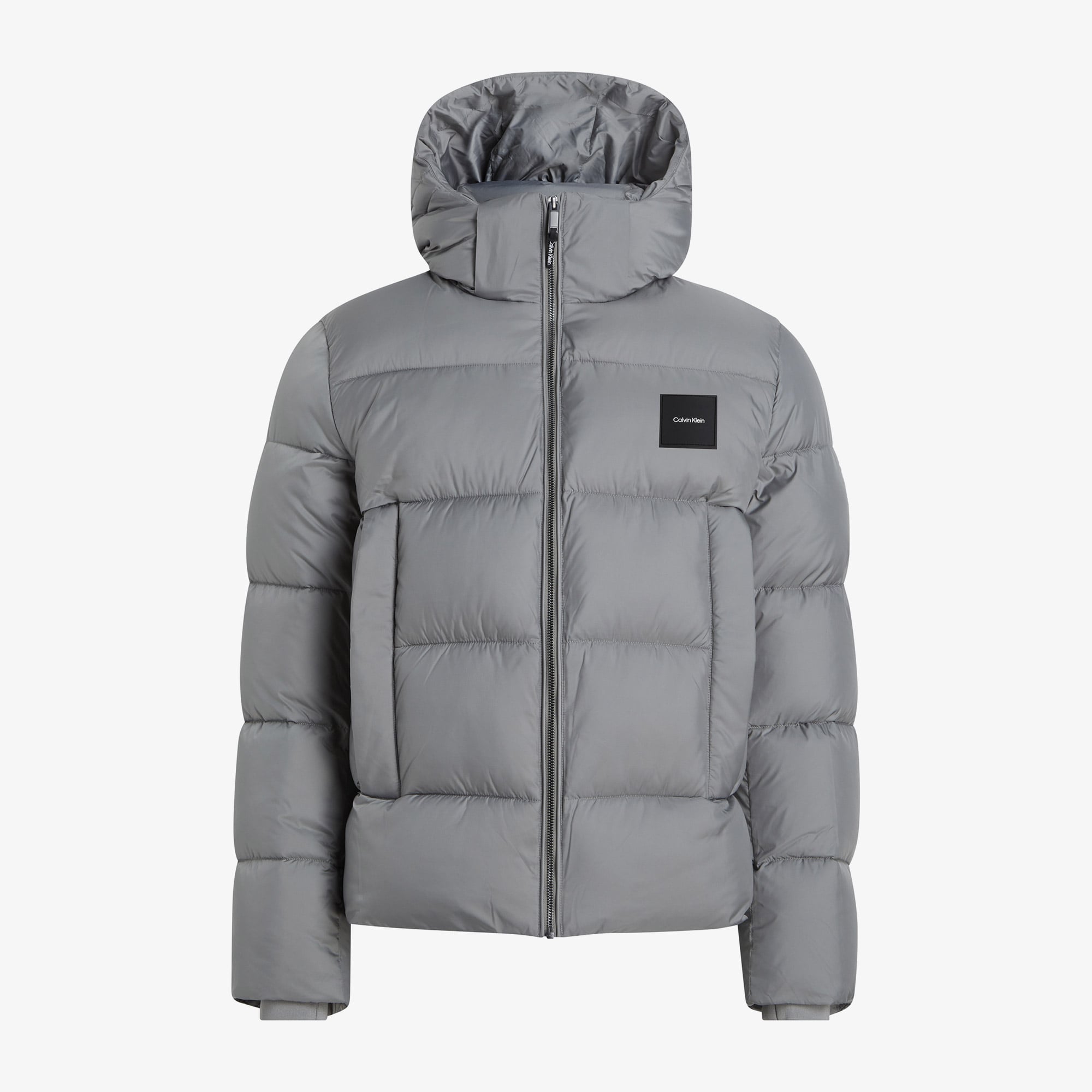 Calvin Klein Hooded Quilt Puffer Erkek Gri Mont