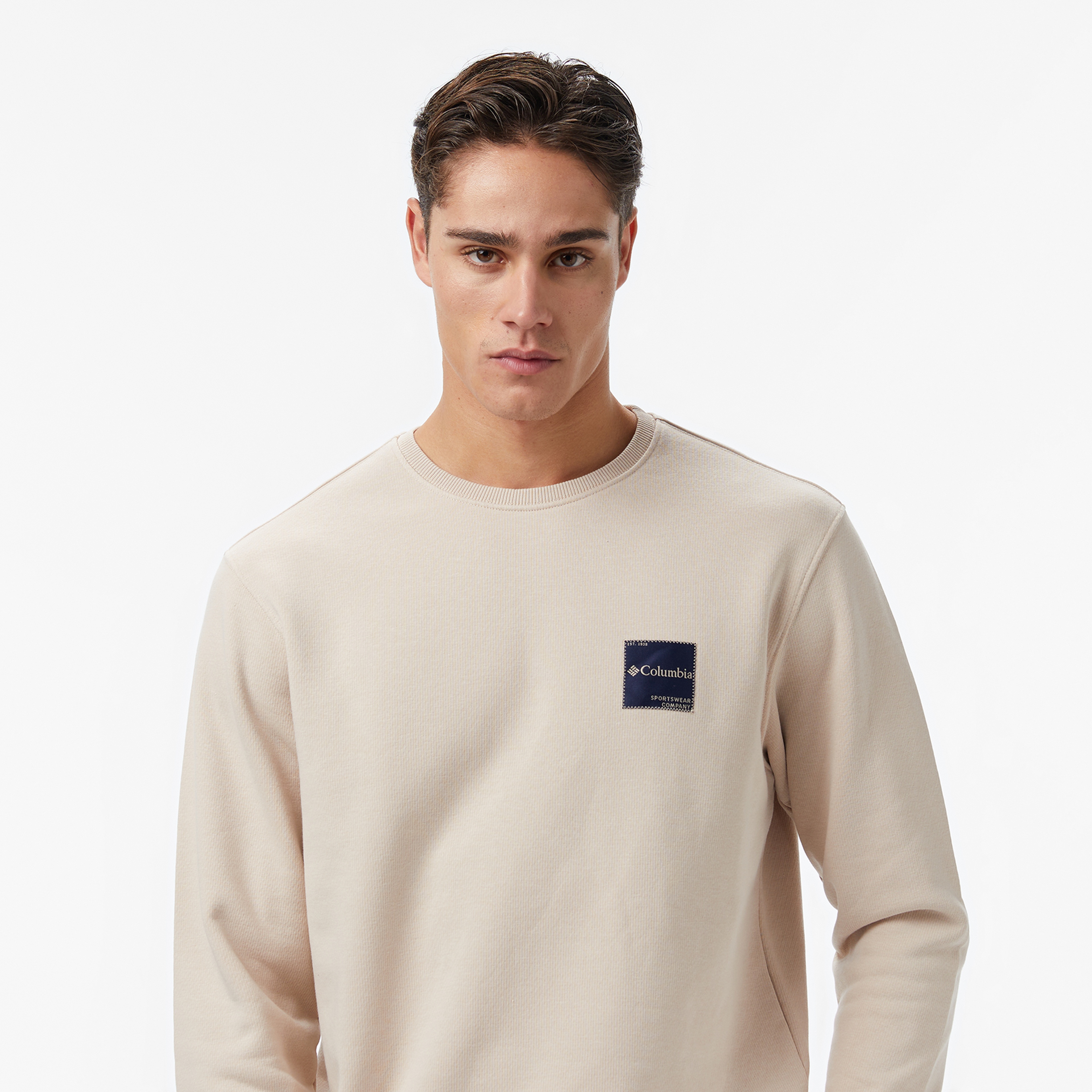 Columbia Cs0450 Csc Boxy Brand Crew Erkek Bej Sweatshirt