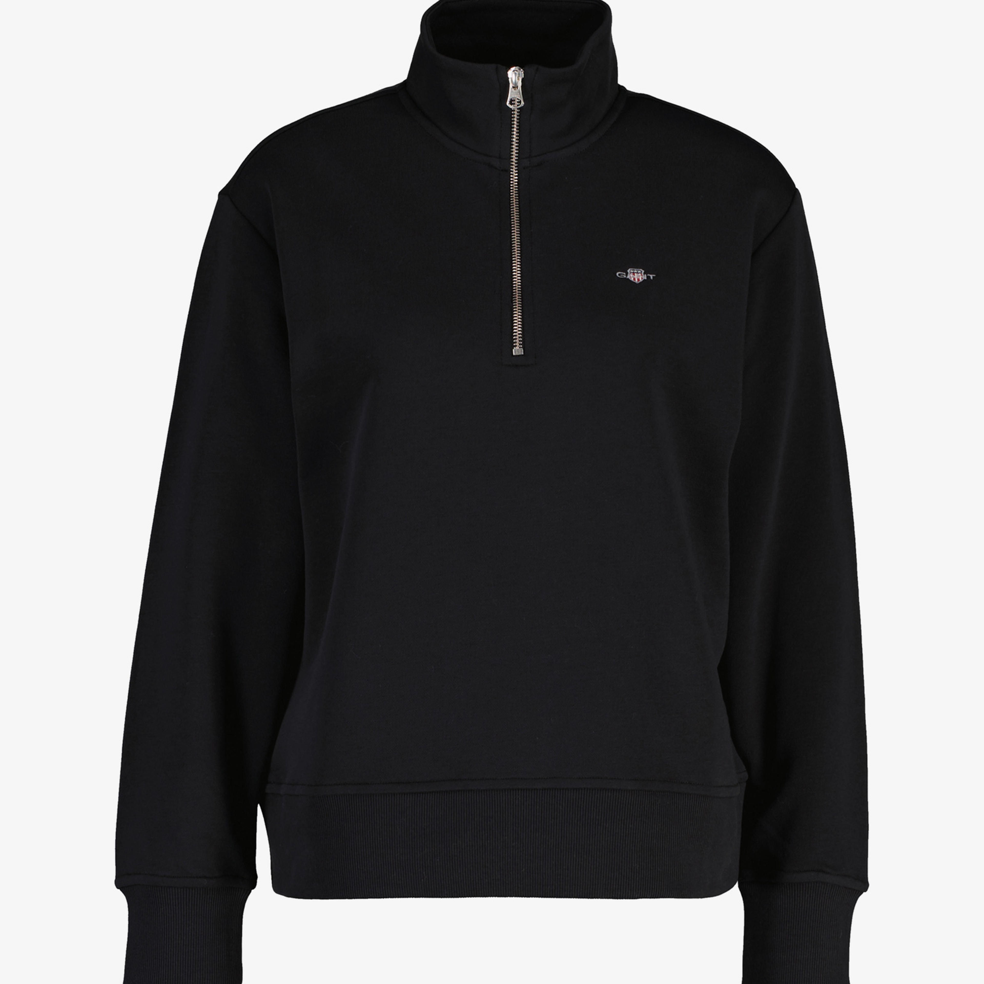 GANT Kadın Siyah Relaxed Fit Yarım Fermuarlı Sweatshirt
