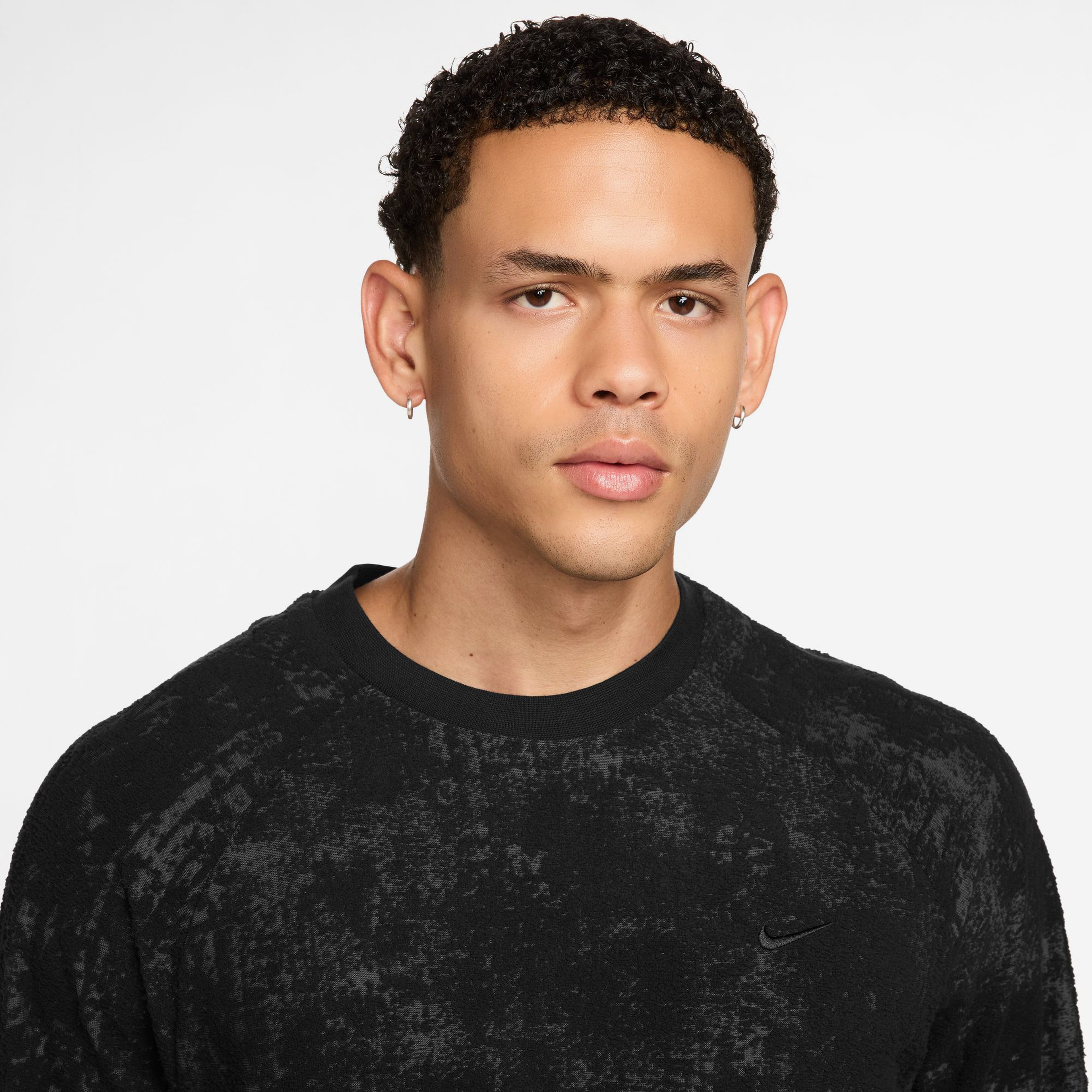 Nike Therma-Fit Primary Crew Jacquard Erkek Siyah Koşu T-Shirt