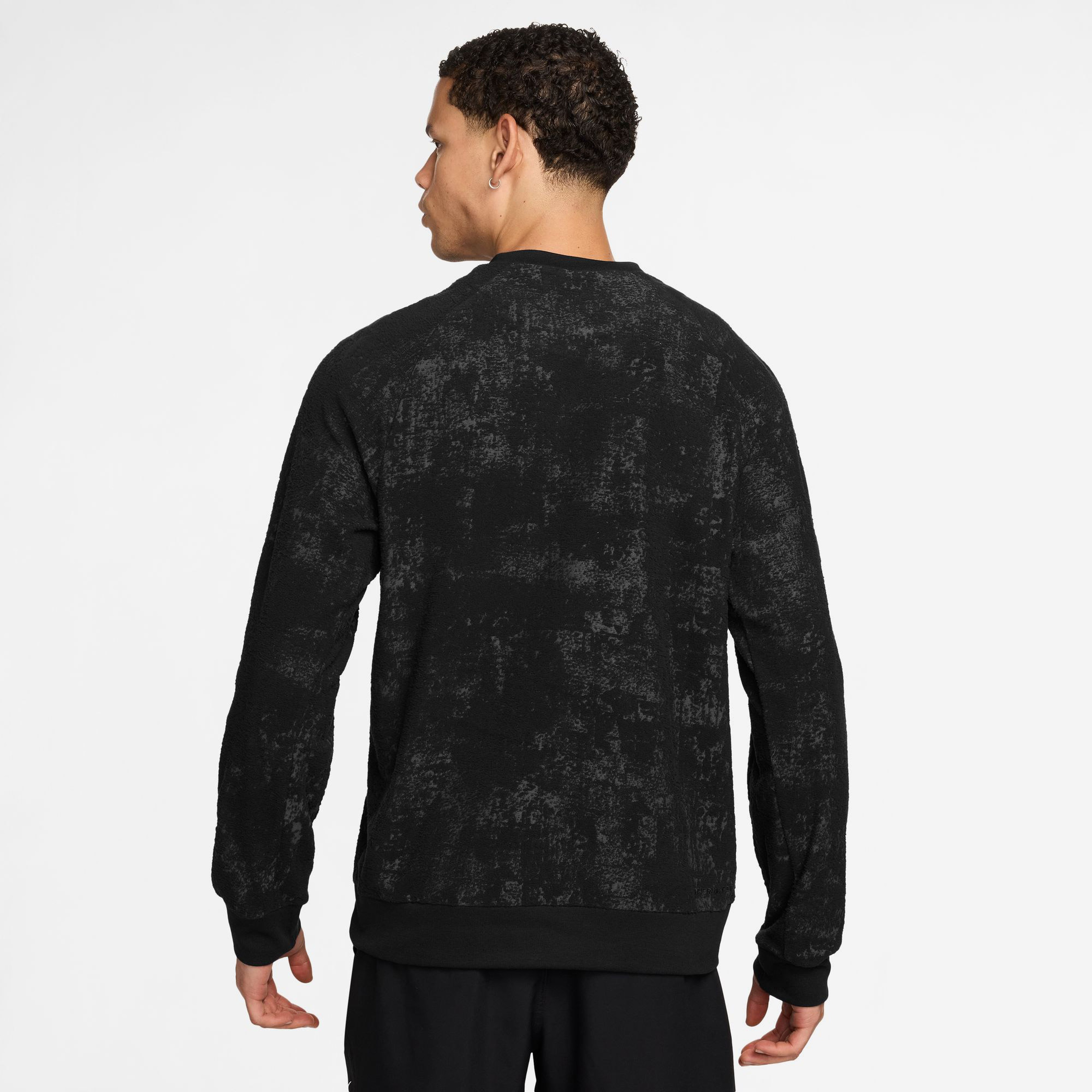 Nike Therma-Fit Primary Crew Jacquard Erkek Siyah Koşu T-Shirt