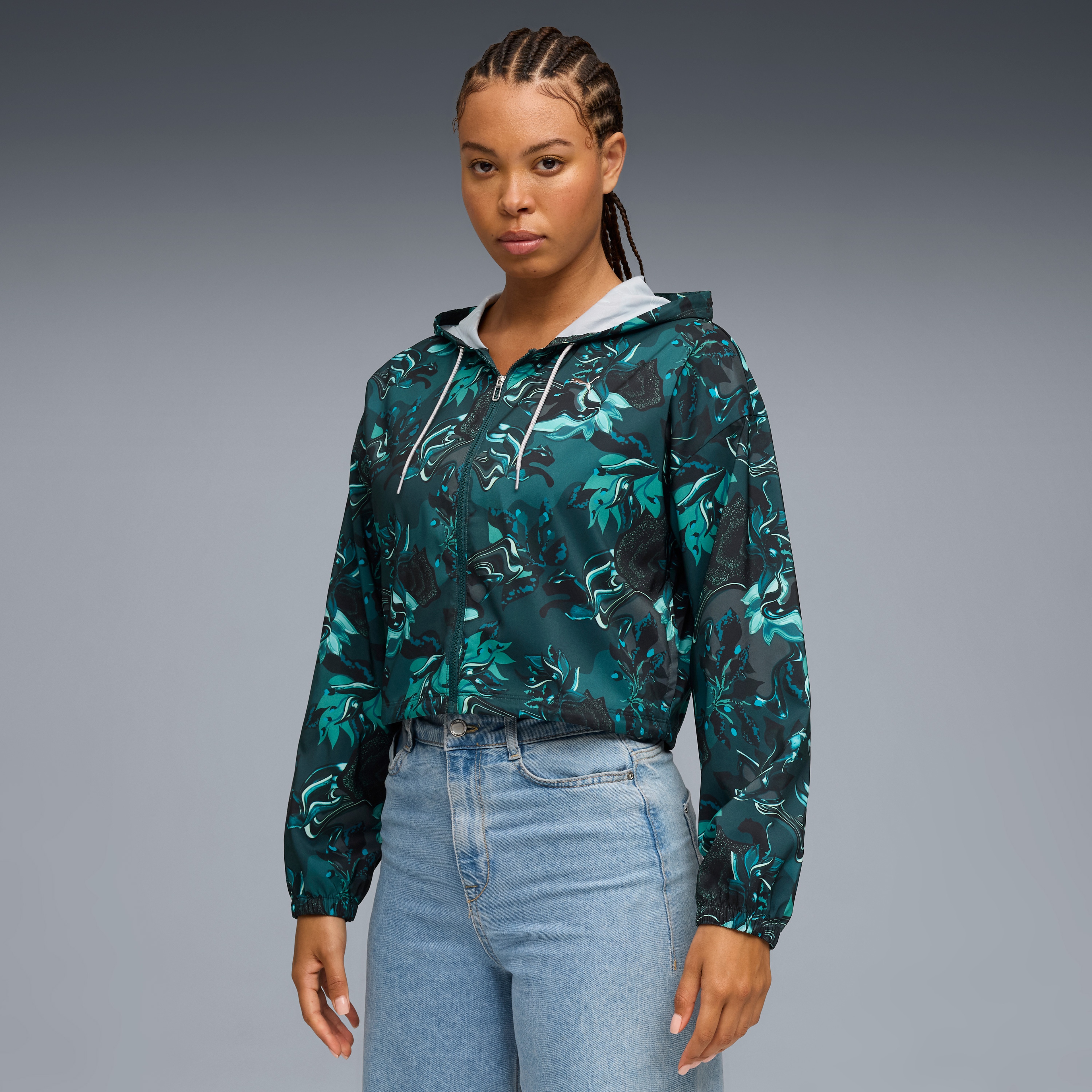 Puma Green Terrains Woven Kadın Yeşil Antrenman Eşofman Üstü