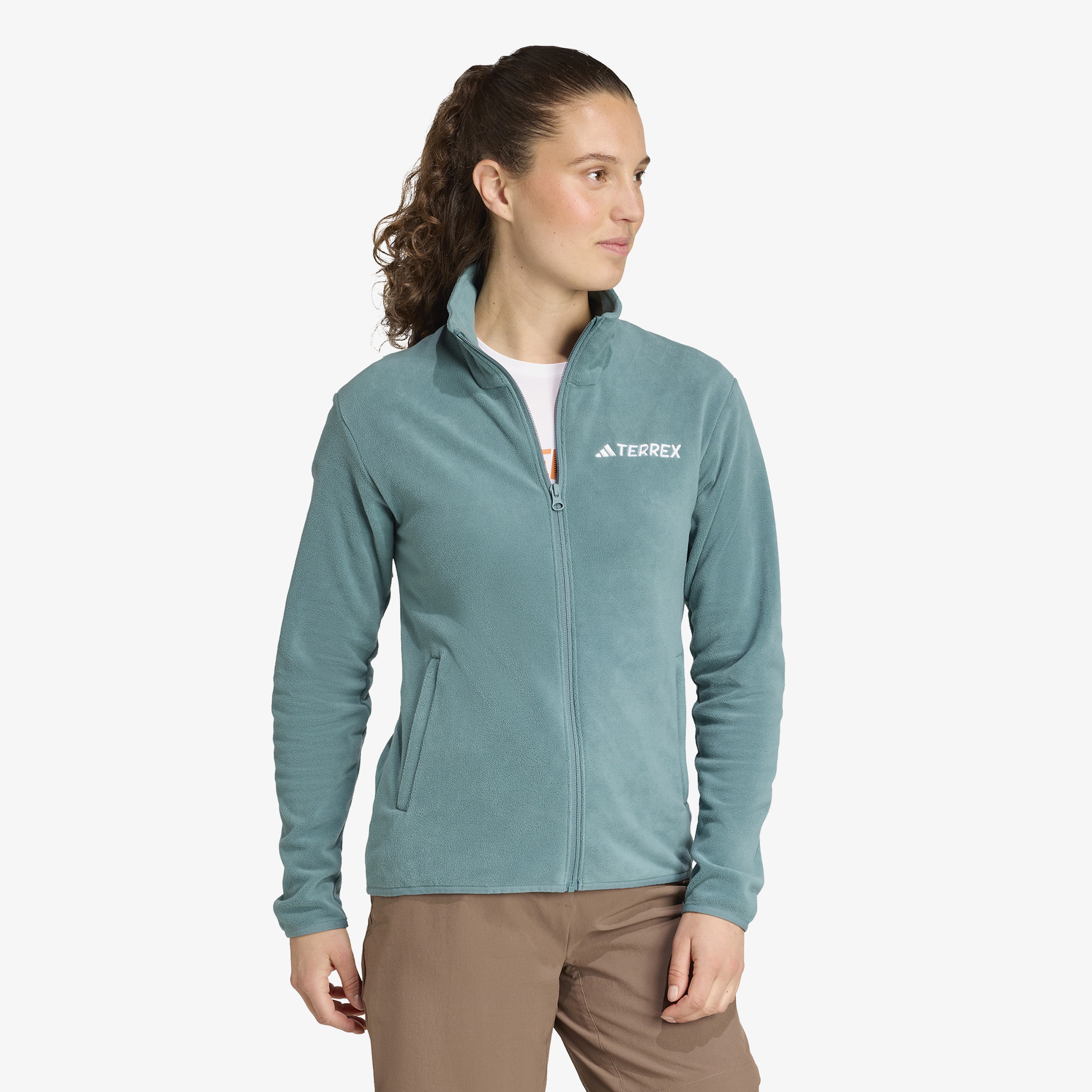 adidas Multi Essentials Full Zip Fleece Kadın Yeşil Yürüyüş Polar