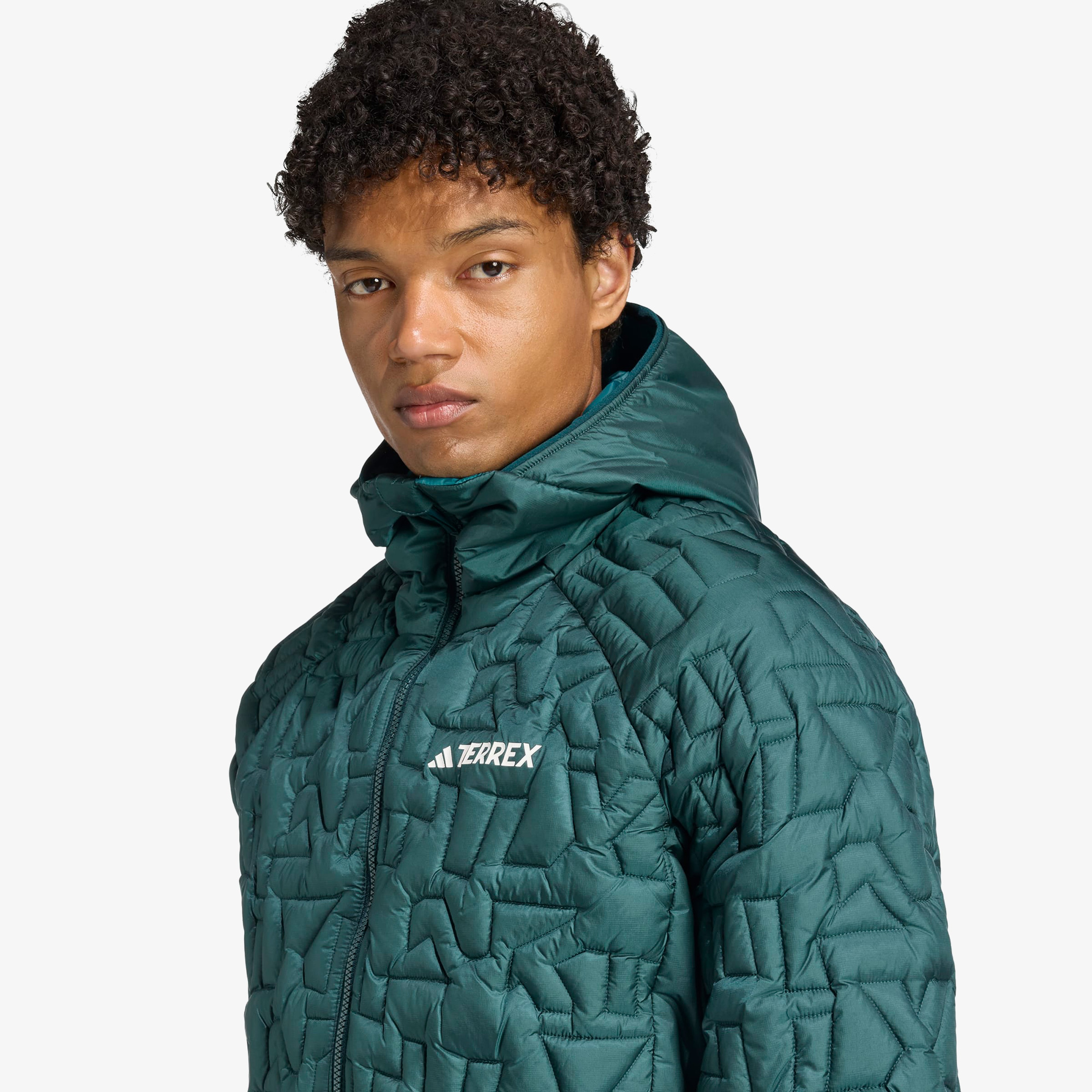 adidas Terrex Xperior Primaloft Loose Fill insulated Kapüşonlu Erkek Yeşil Yürüyüş Montu