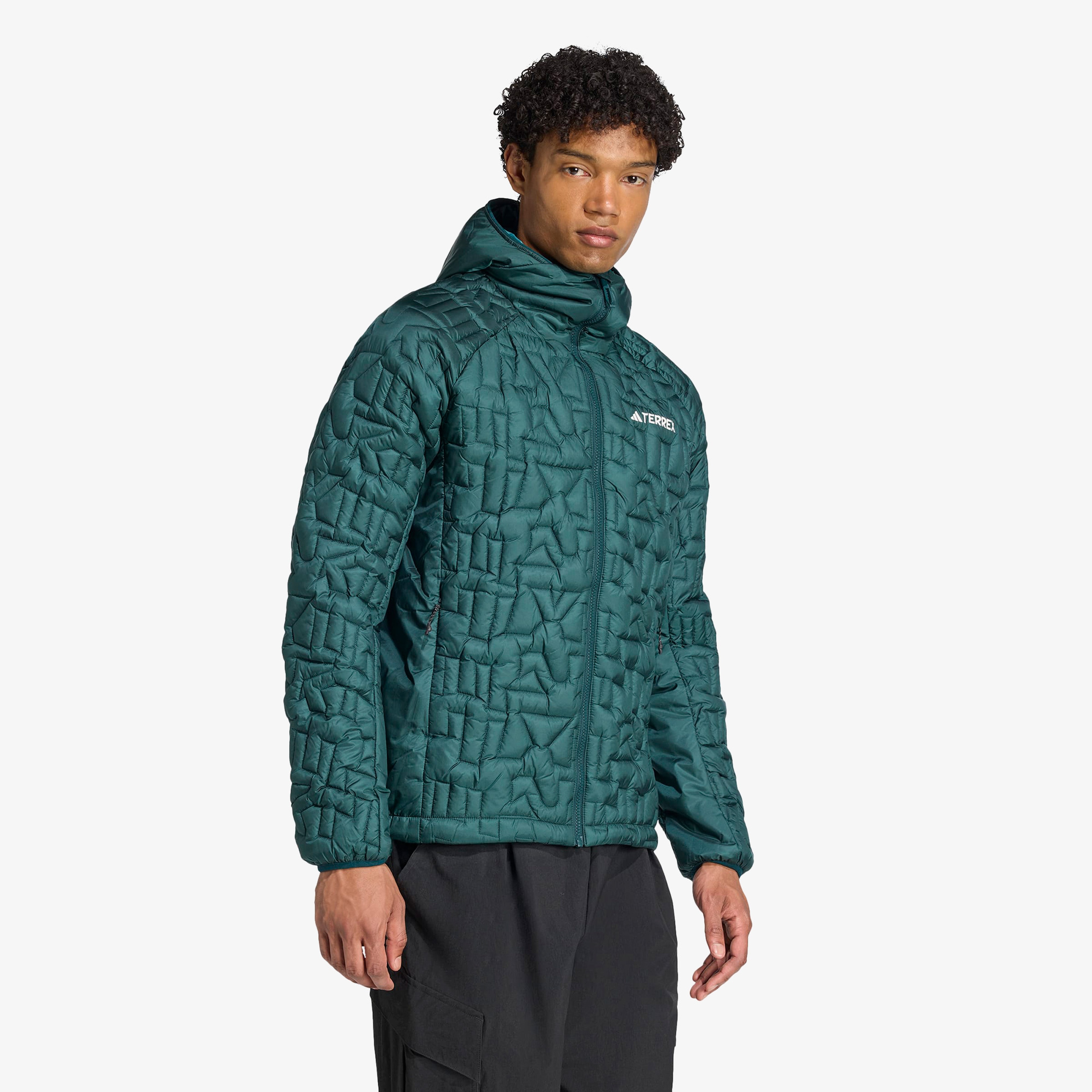 adidas Terrex Xperior Primaloft Loose Fill insulated Kapüşonlu Erkek Yeşil Yürüyüş Montu