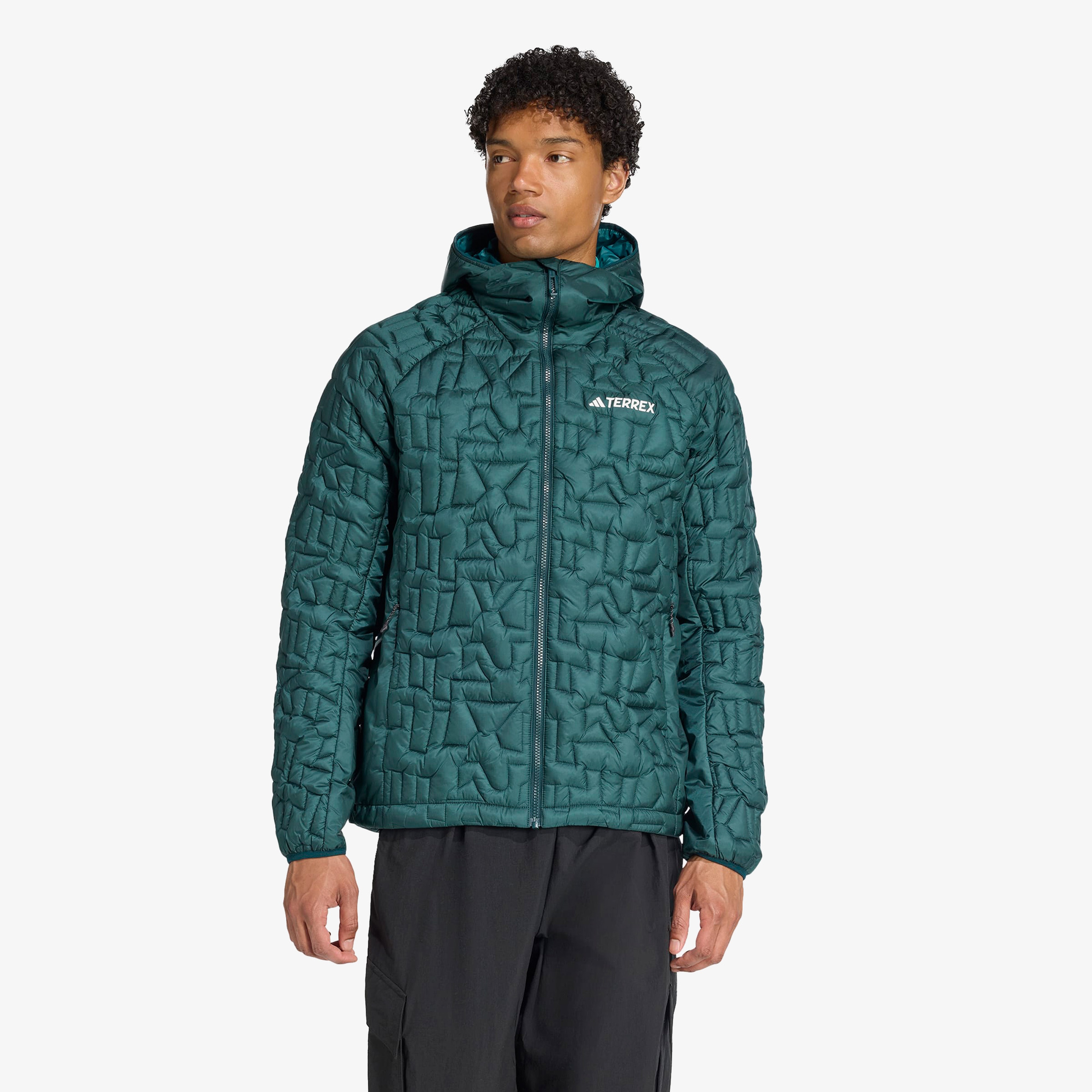 adidas Terrex Xperior Primaloft Loose Fill insulated Kapüşonlu Erkek Yeşil Yürüyüş Montu