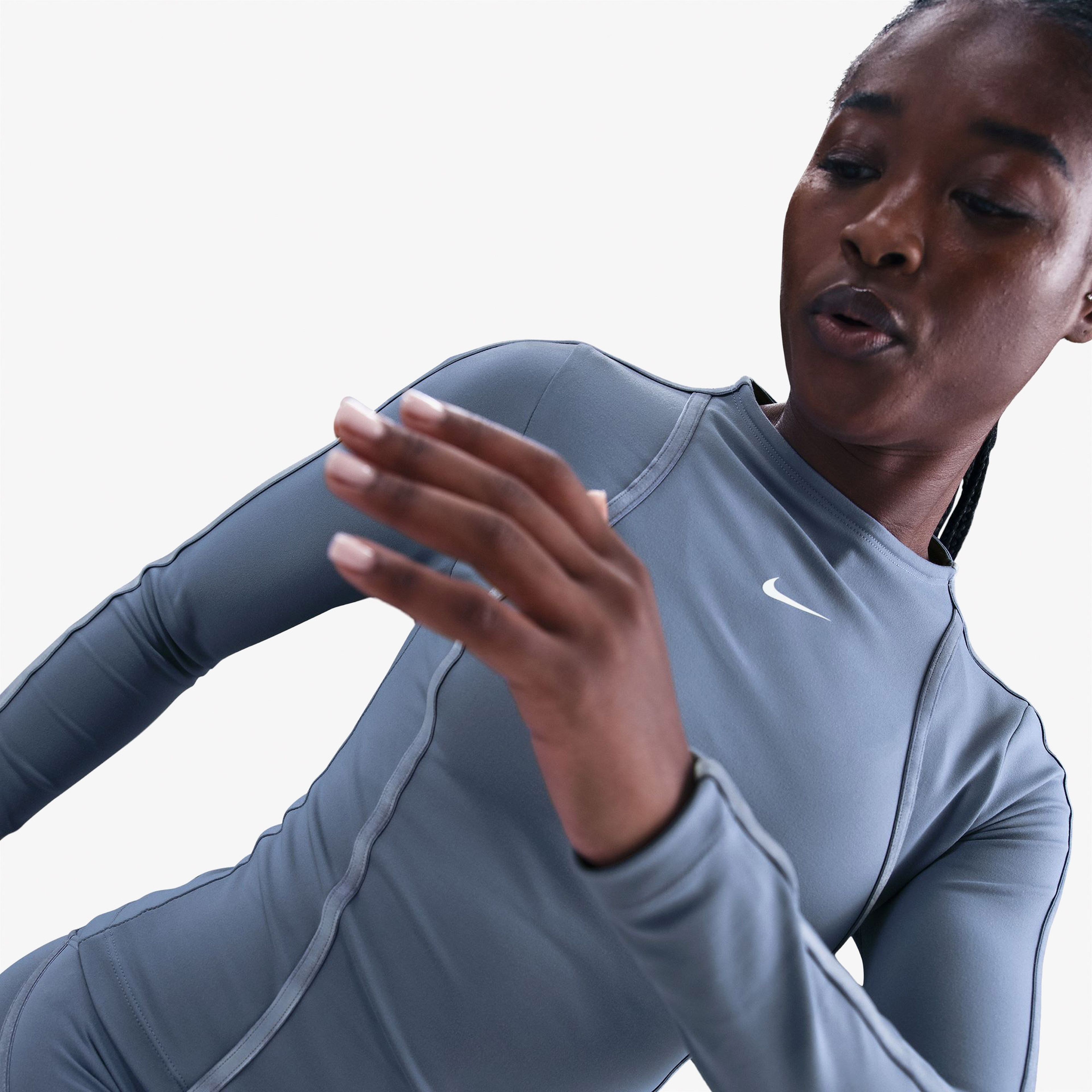 Nike One Fitted Dri-FIT Kadın Mavi T-Shirt