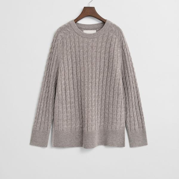 GANT Kadın Bej Relaxed Fit Bisiklet Yaka Triko