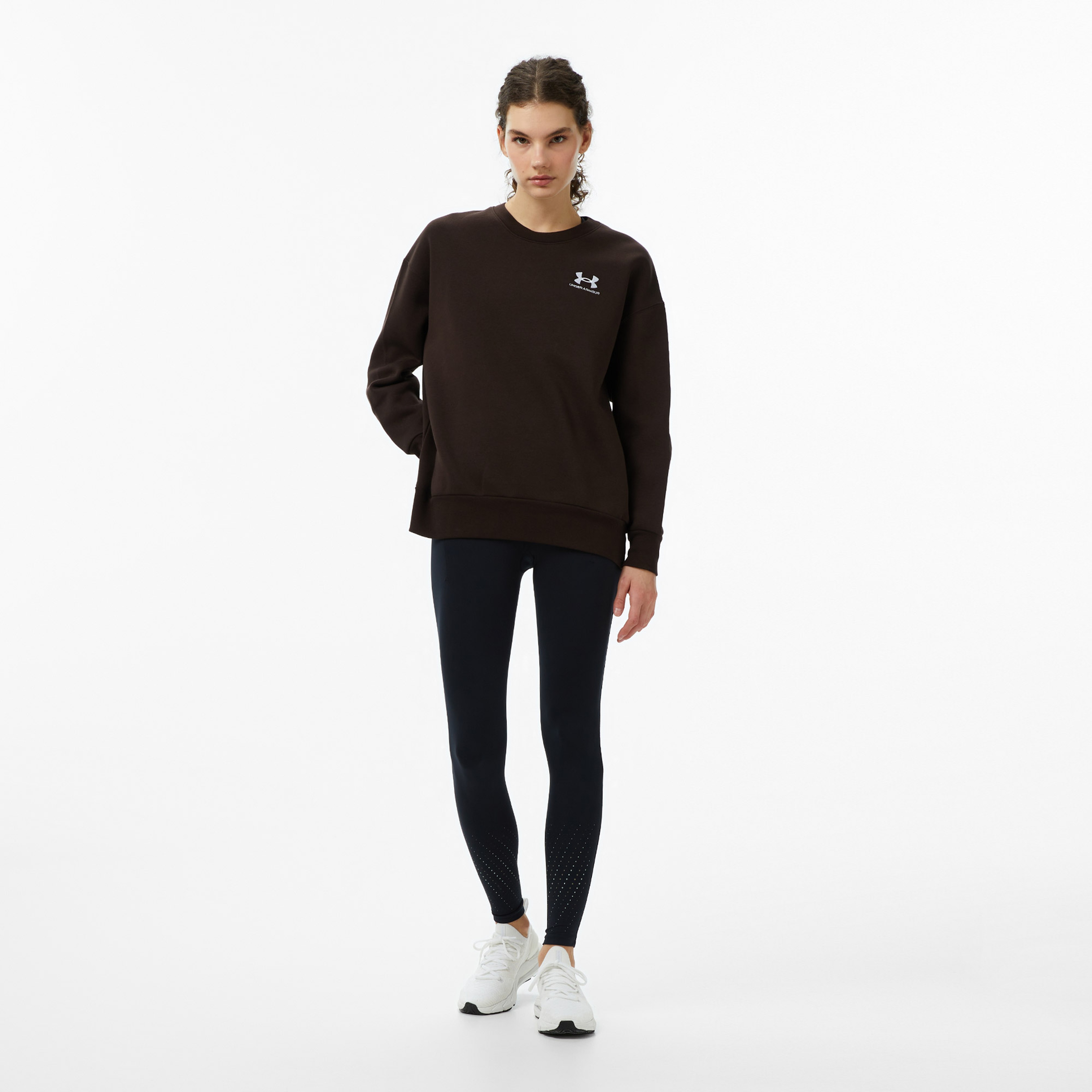Under Armour Icon Fleece Os Crew Kadın Kahverengi Sweatshirt