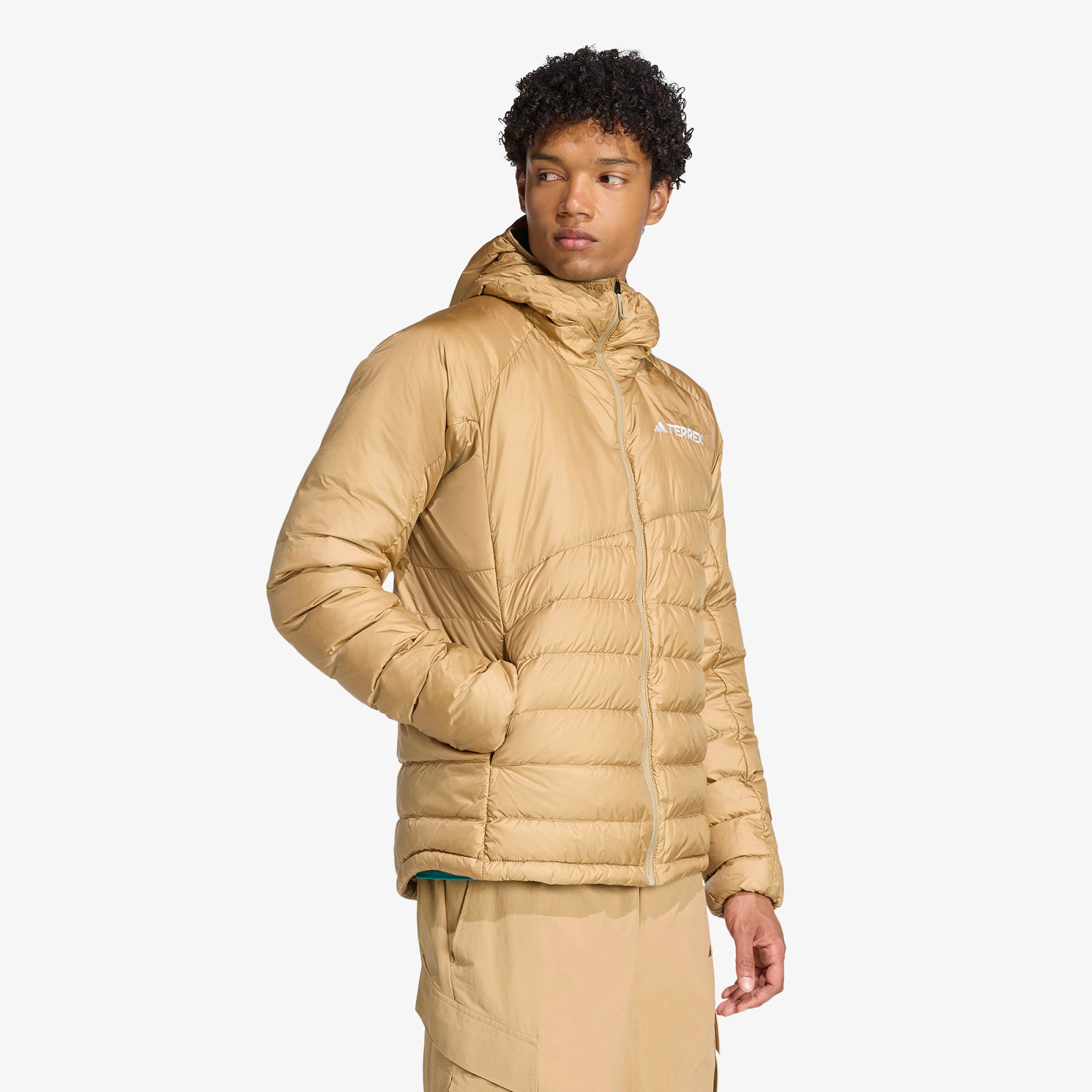 adidas Terrex Xperior Climawarm+ Down Kapüşonlu Erkek Kahverengi Yürüyüş Montu