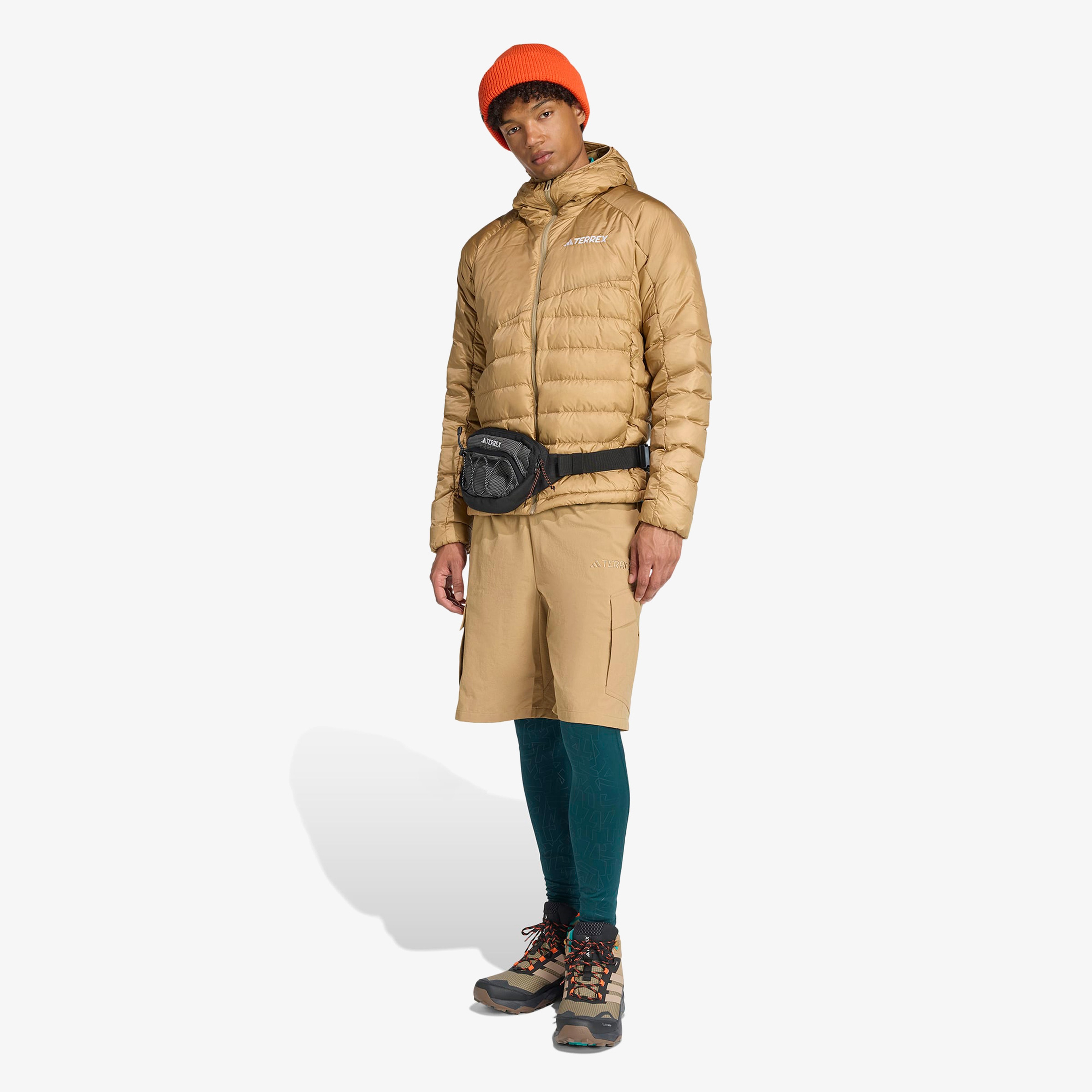 adidas Terrex Xperior Climawarm+ Down Kapüşonlu Erkek Kahverengi Yürüyüş Montu