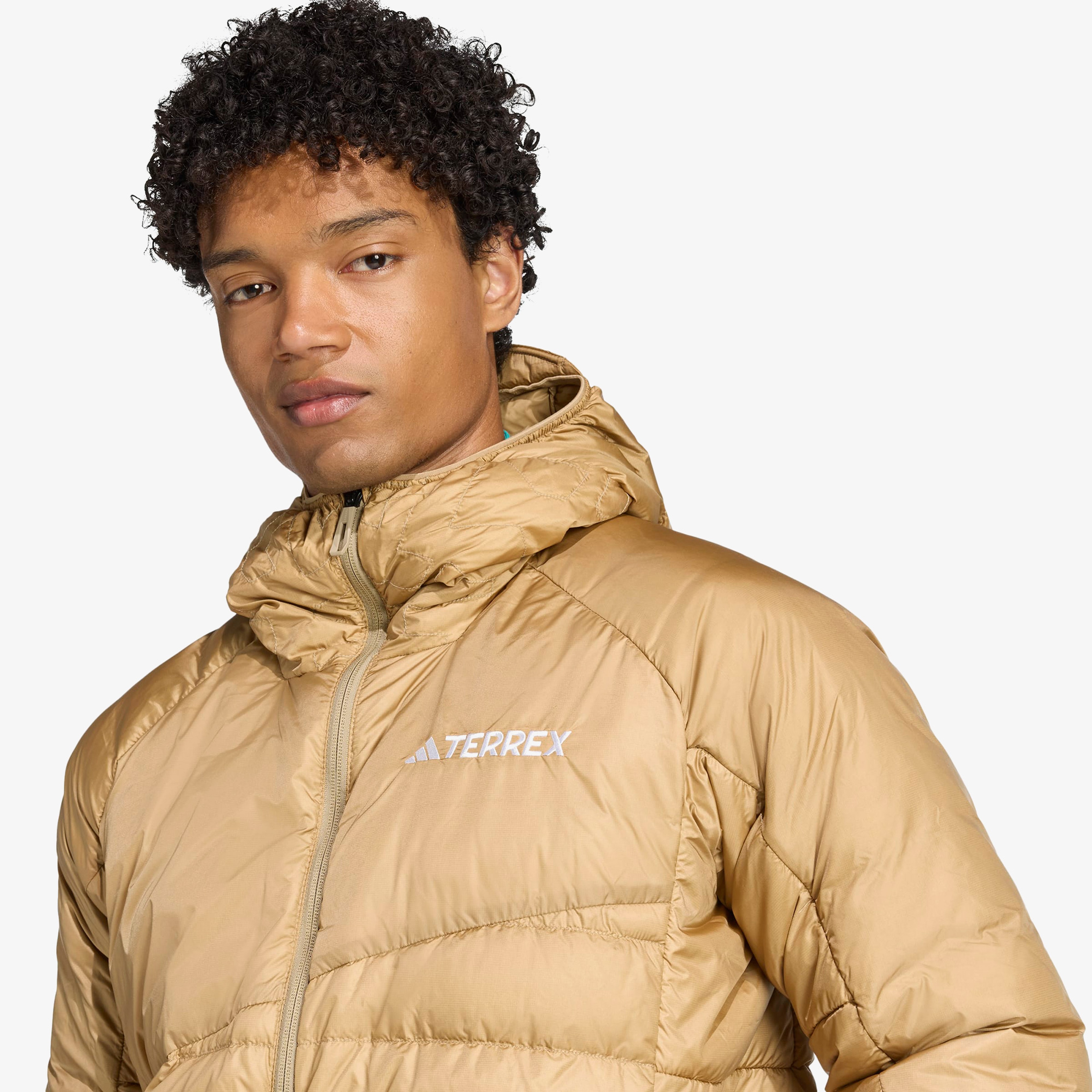 adidas Terrex Xperior Climawarm+ Down Kapüşonlu Erkek Kahverengi Yürüyüş Montu