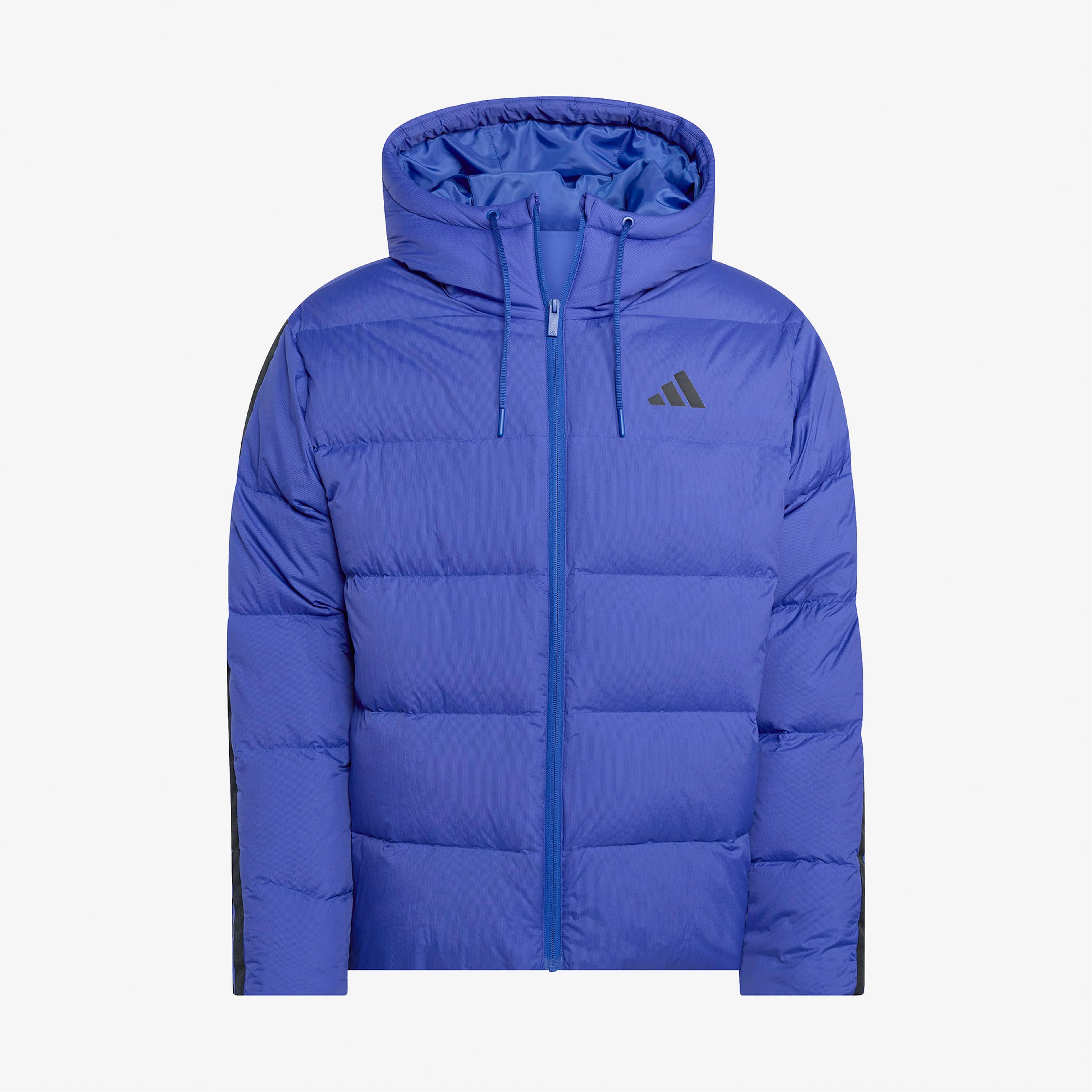 adidas Essentials Climawarm 3 Stripes Puffer Down Kapüşonlu Erkek Mavi Outdoor Montu