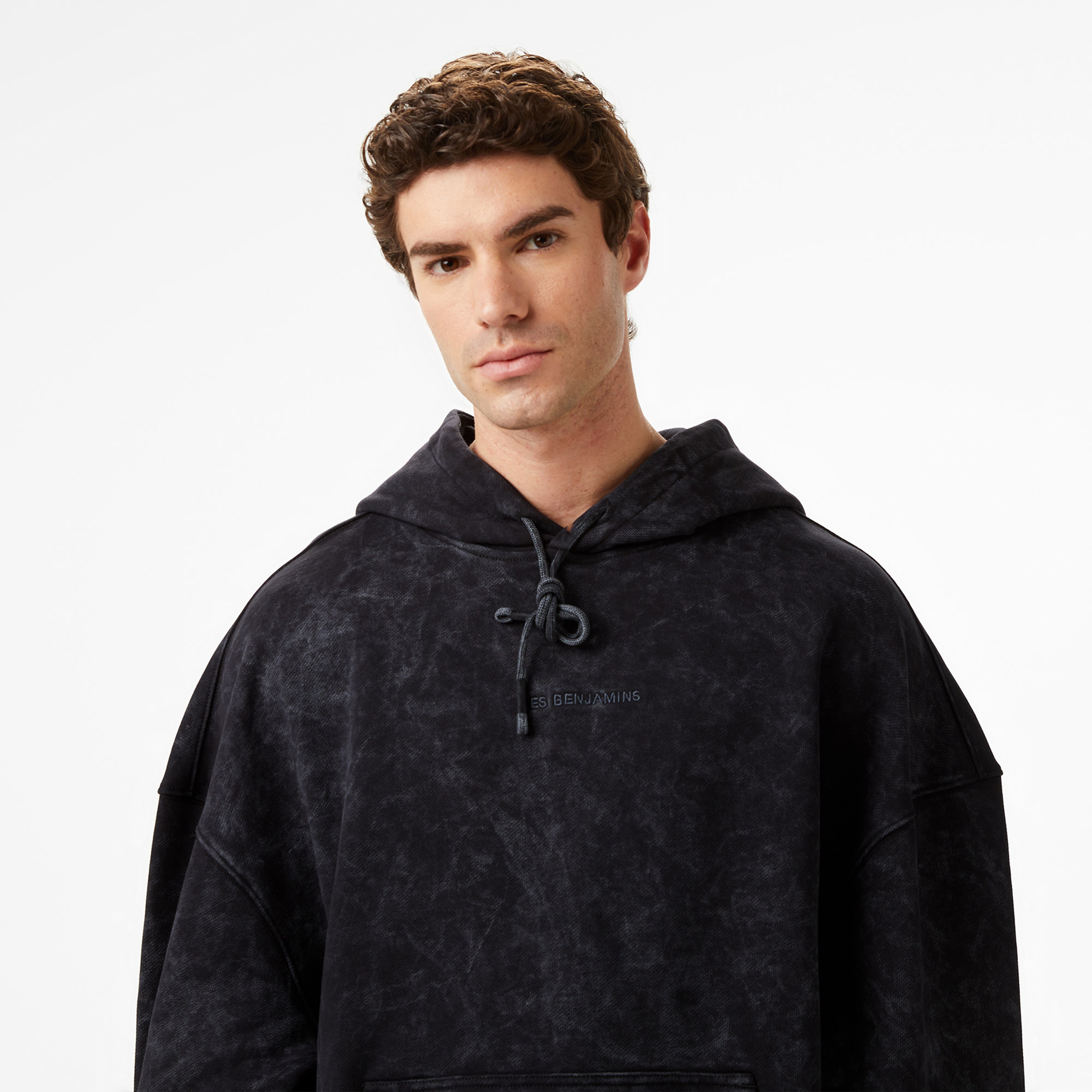 Les Benjamins Oversize Fit Erkek Siyah Hoodie