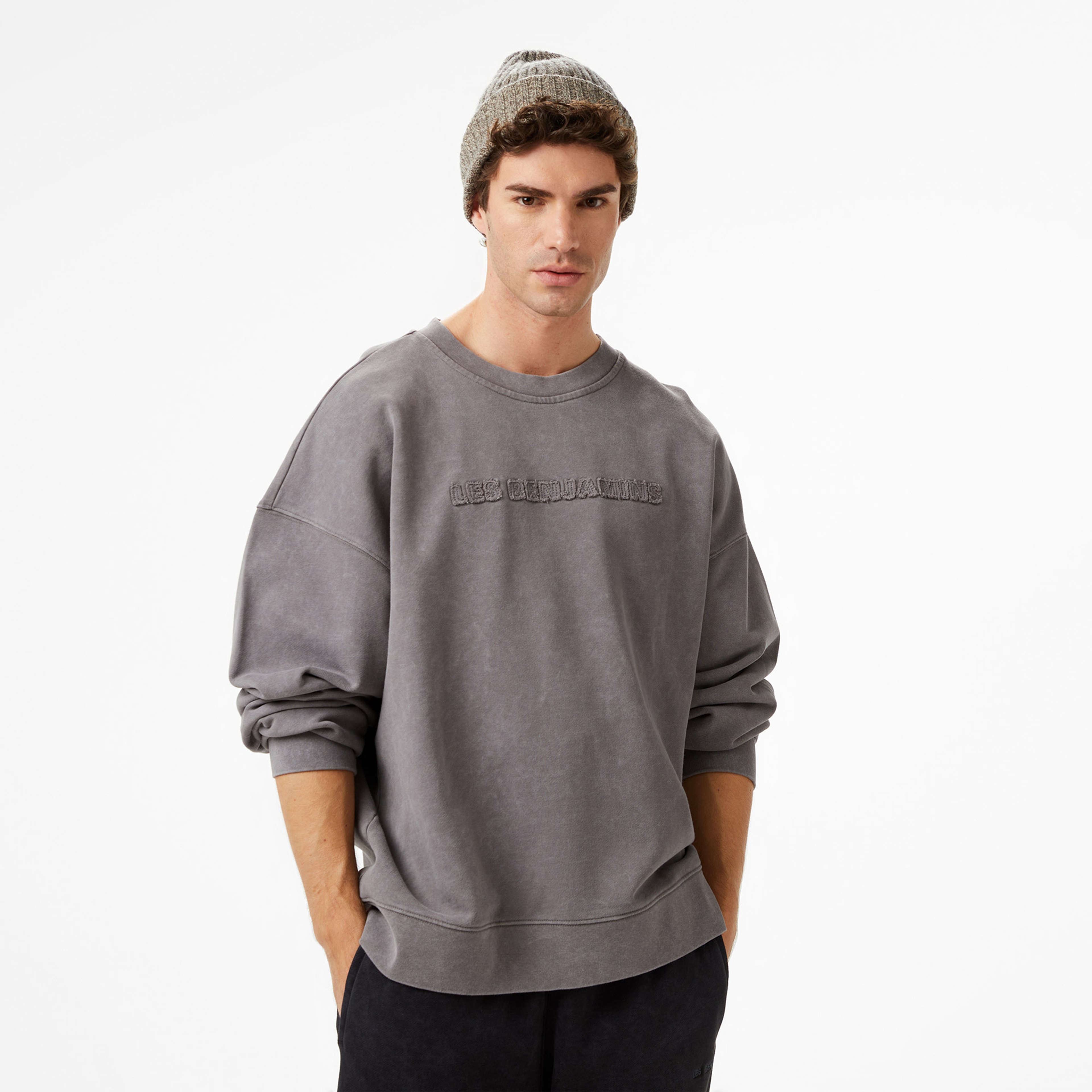 Les Benjamins Relaxed Fit Unisex Gri Sweatshirt