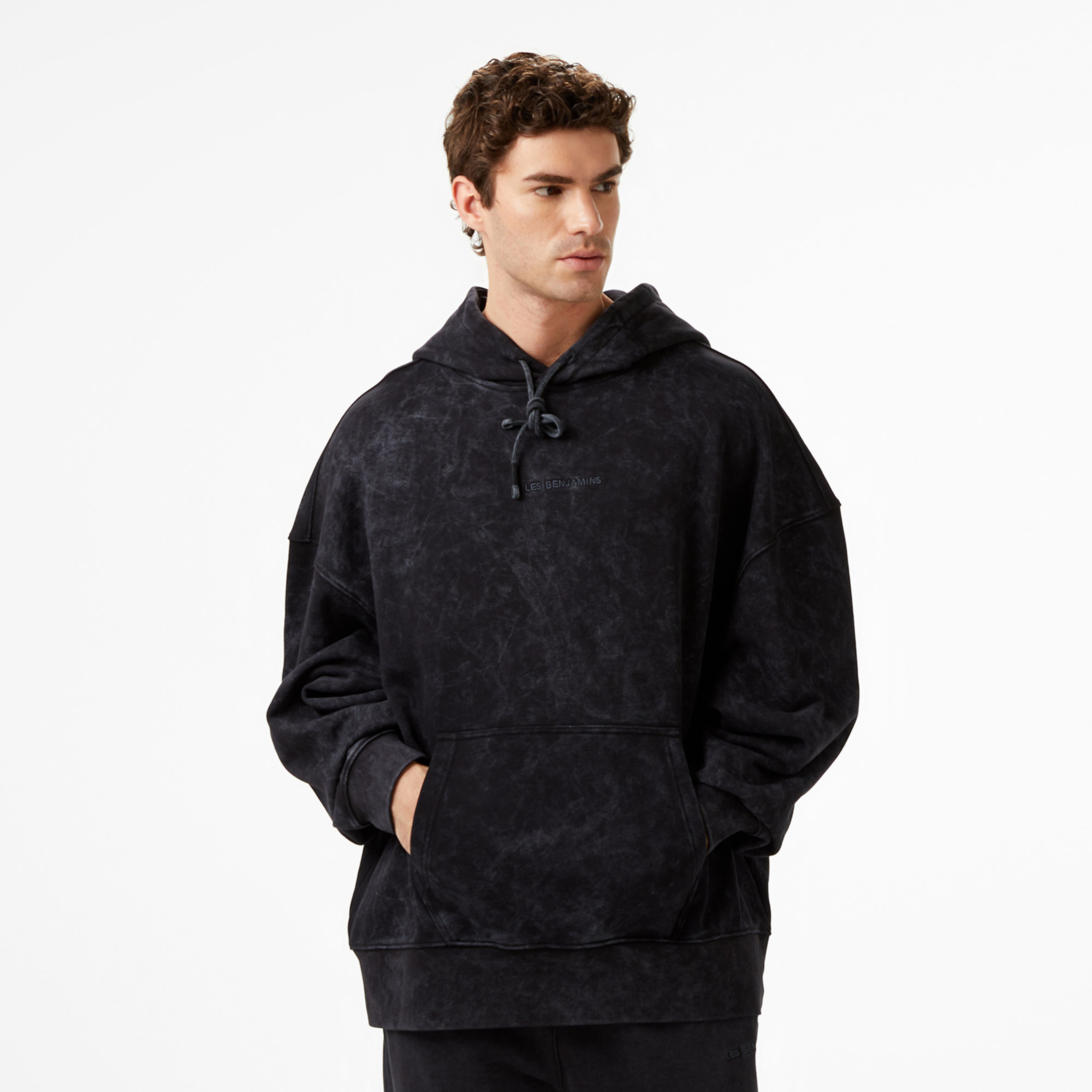 Les Benjamins Oversize Fit Erkek Siyah Hoodie