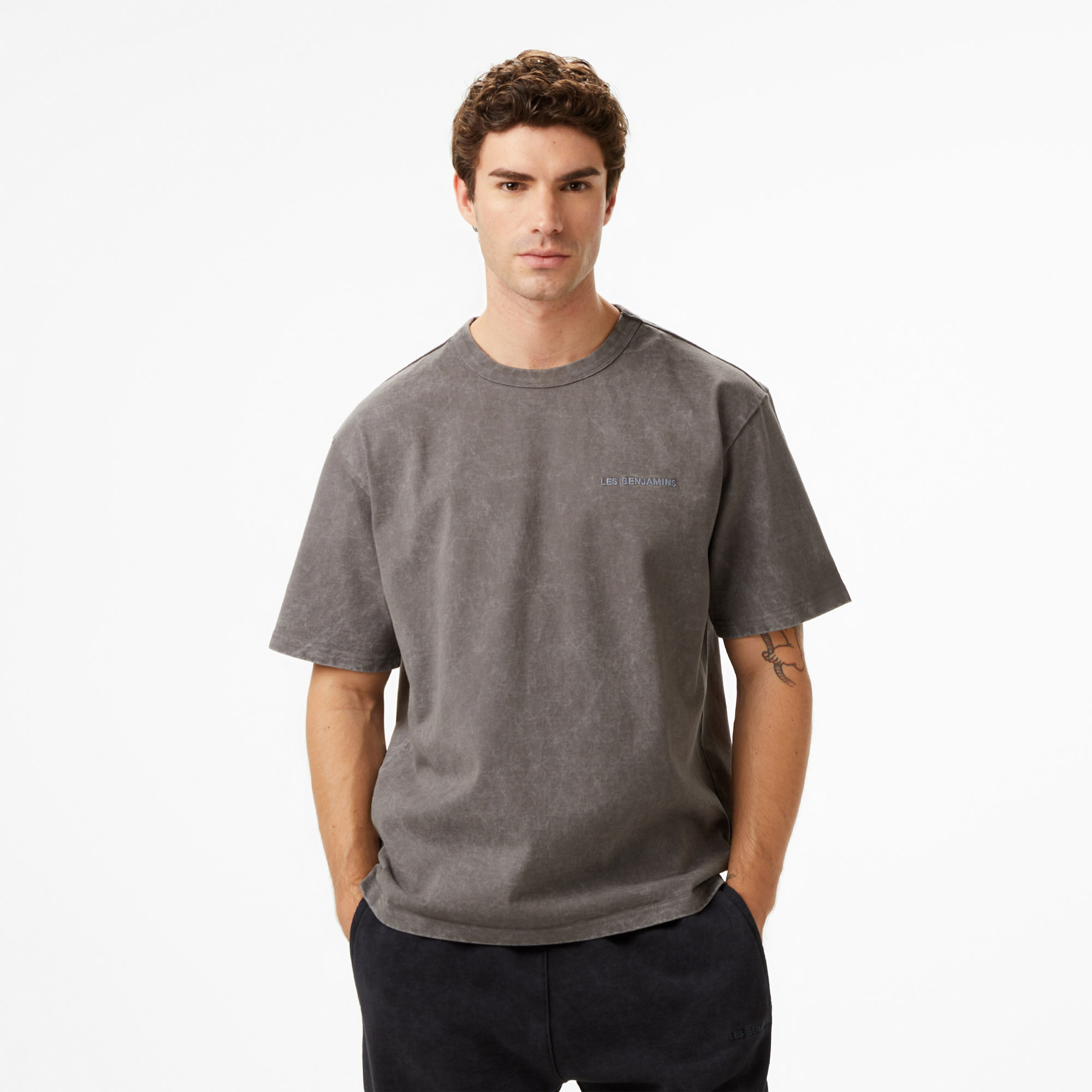 Les Benjamins Relaxed Fit Erkek Gri T-Shirt