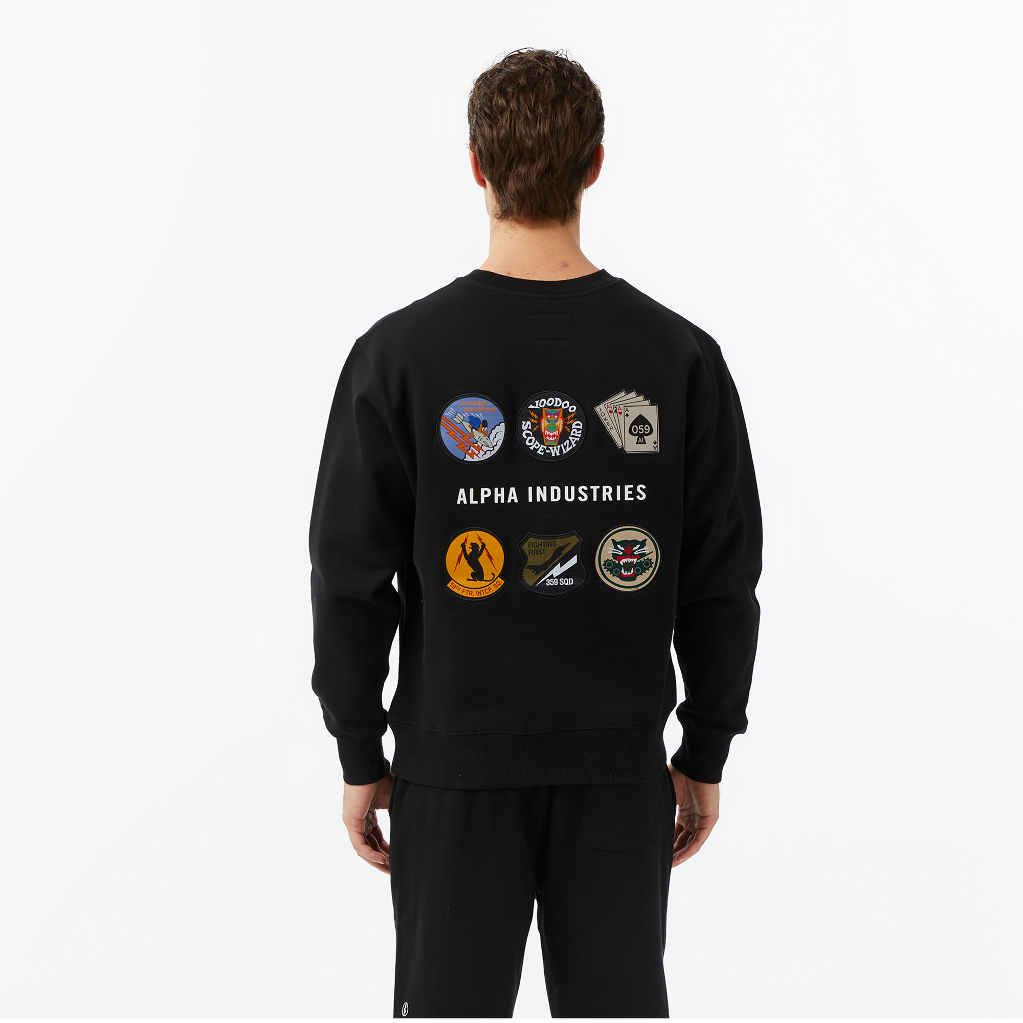 Alpha Industries Patched Crewneck Erkek Siyah Sweatshirt
