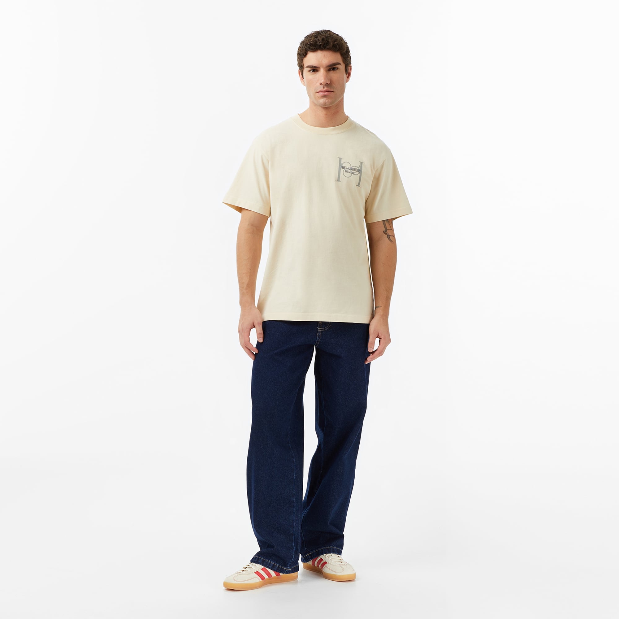 The Hundreds Monogram Erkek Krem T-Shirt