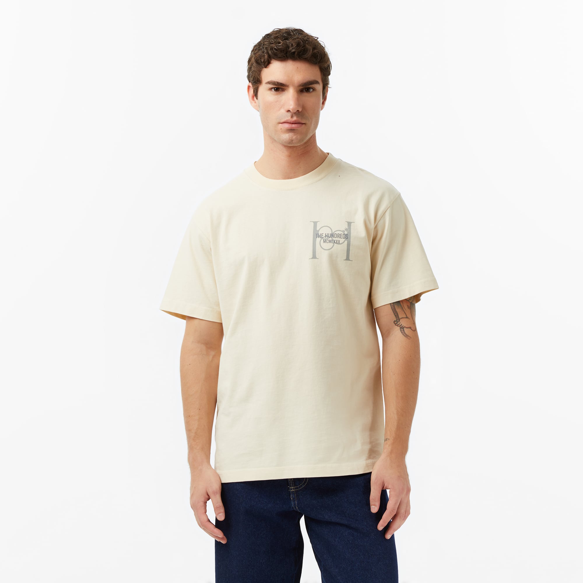 The Hundreds Monogram Erkek Krem T-Shirt