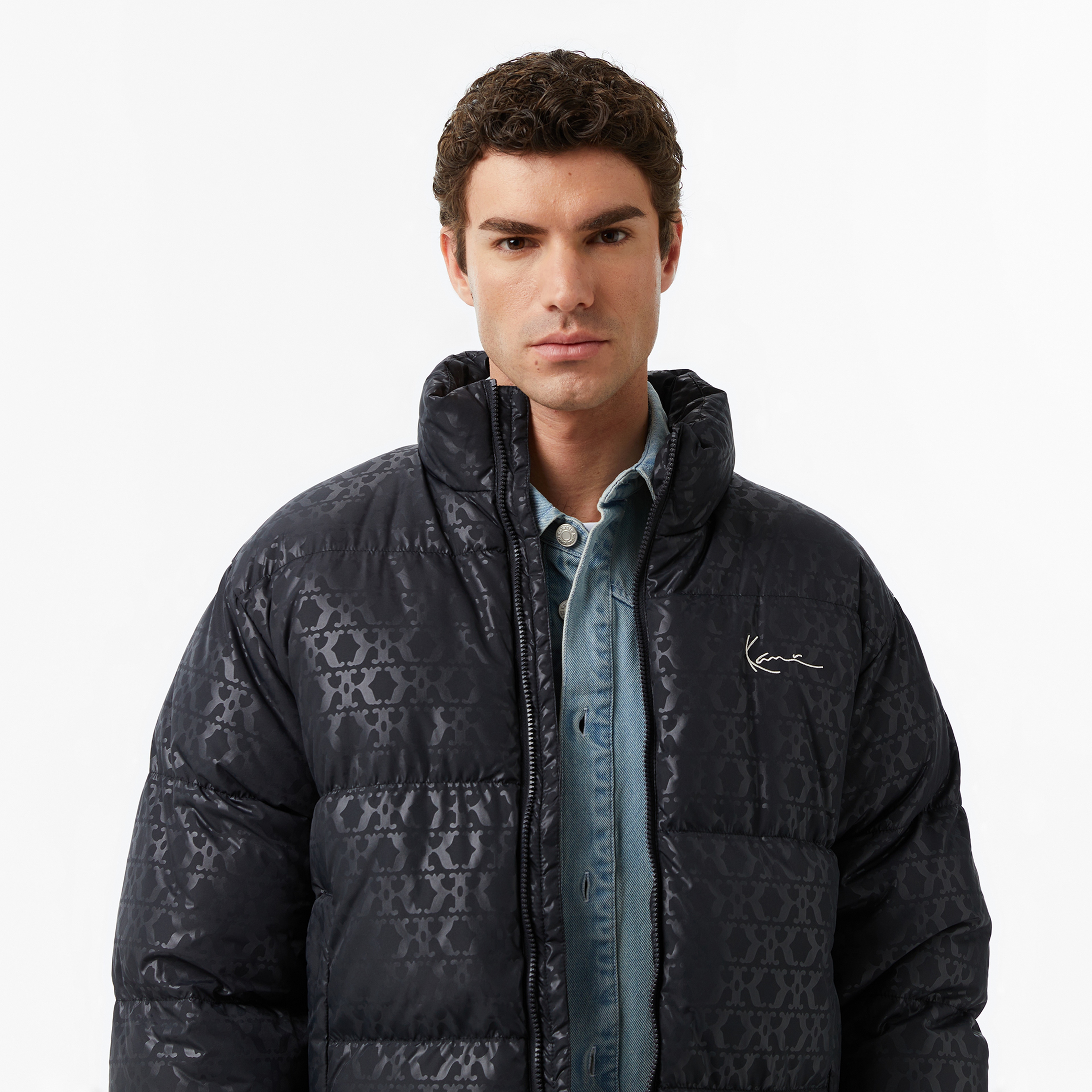Karl Kani Aop Signature Puffer Winter Erkek Siyah Mont