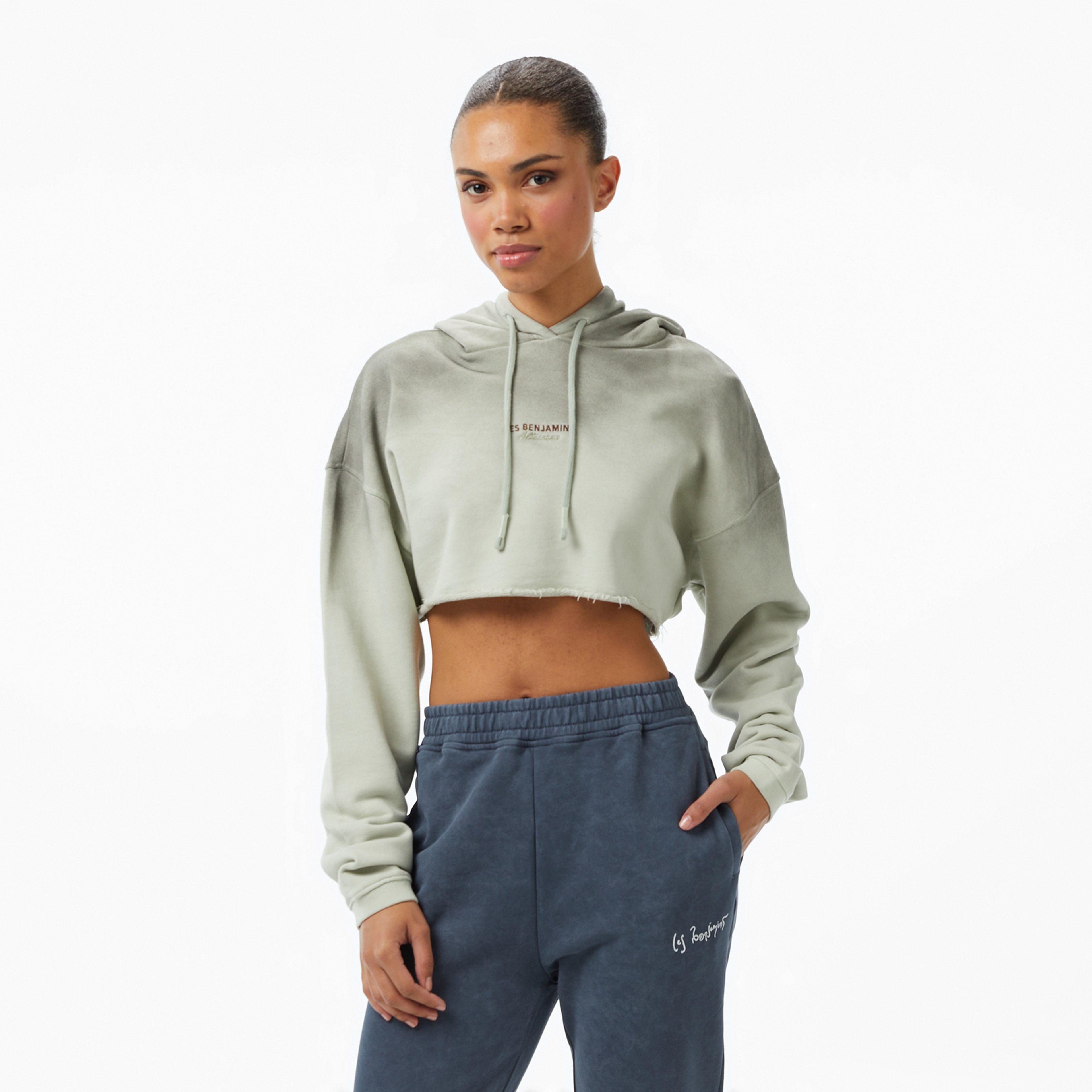 Les Benjamins Kadın Yeşil Crop Hoodie