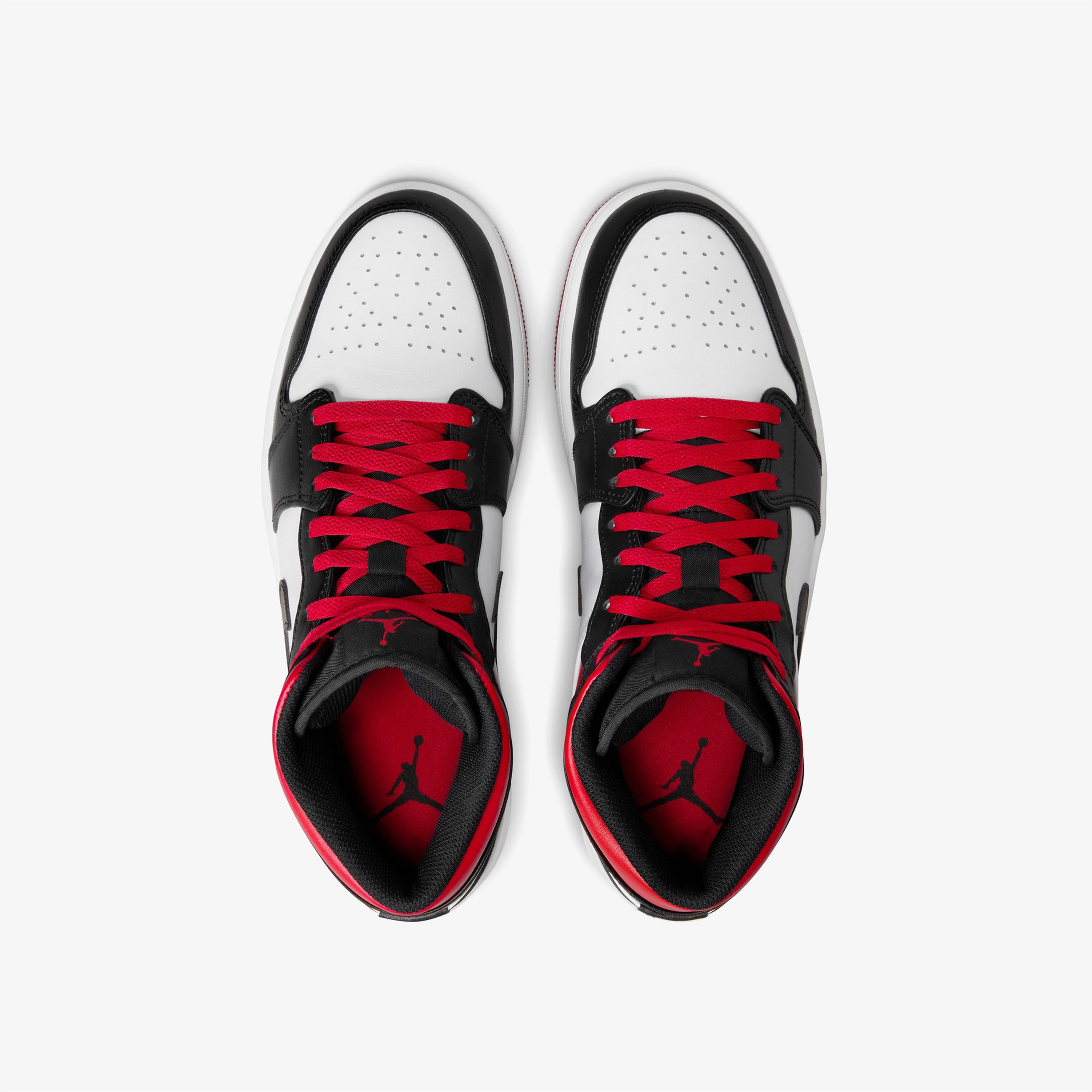 Jordan 1 Mid Erkek Beyaz/Siyah/Kırmızı Sneaker