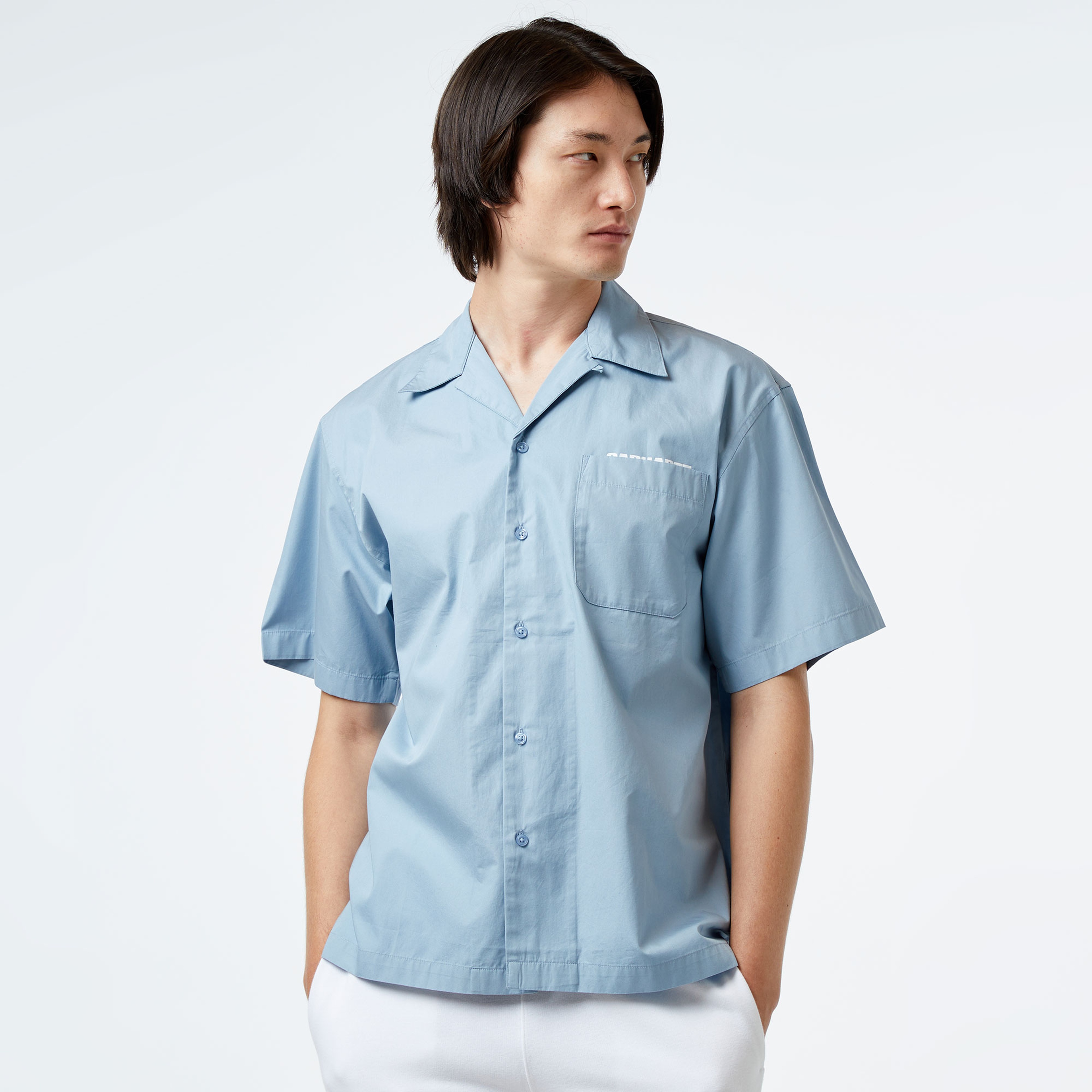 Carhartt WIP S/S Link Script Erkek Mavi Gömlek