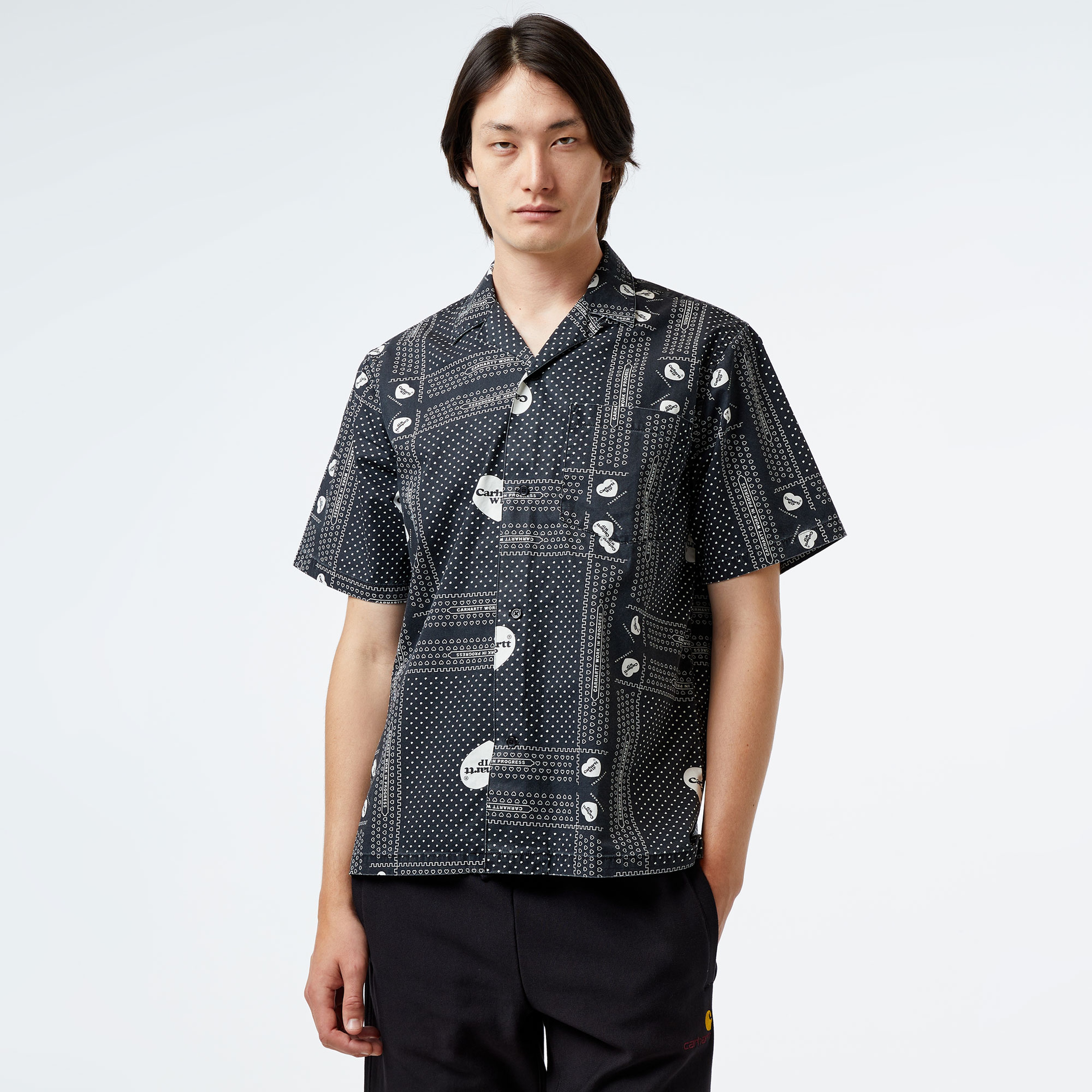 Carhartt WIP S/S Heart Bandana Erkek Siyah Gömlek