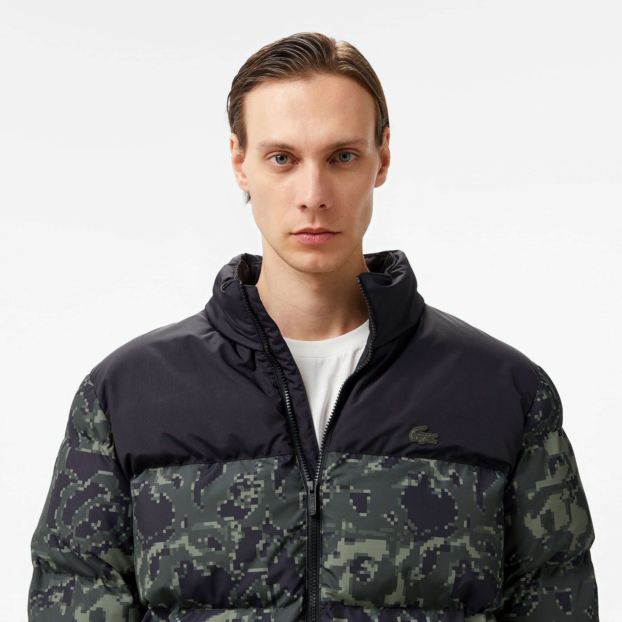 Erkek Desenli Yeşil Şişme Mont