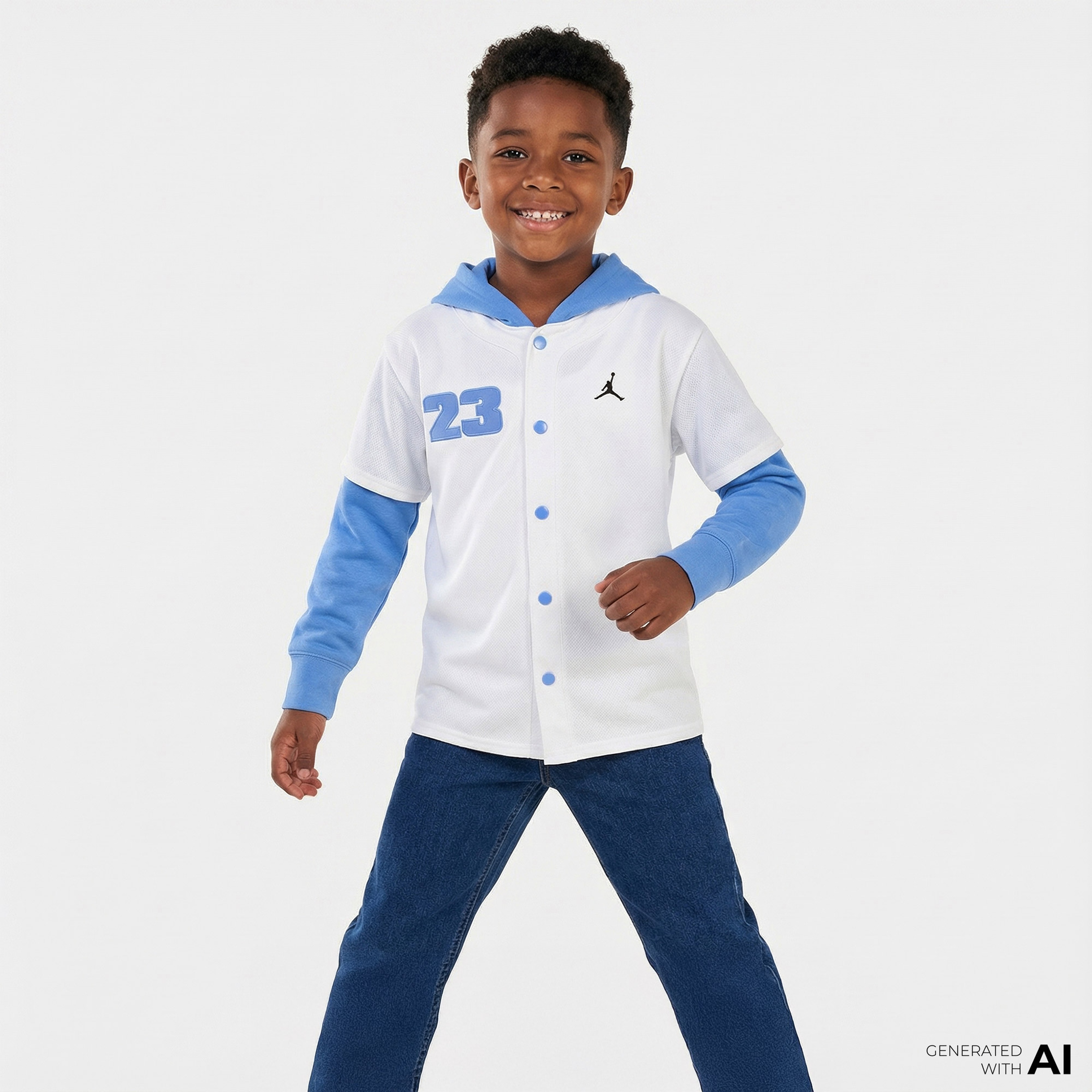 Jordan Jdb Hooded Jumpman  Baseball Çocuk Krem/Mavi Kapüşonlu Eşofman Üstü