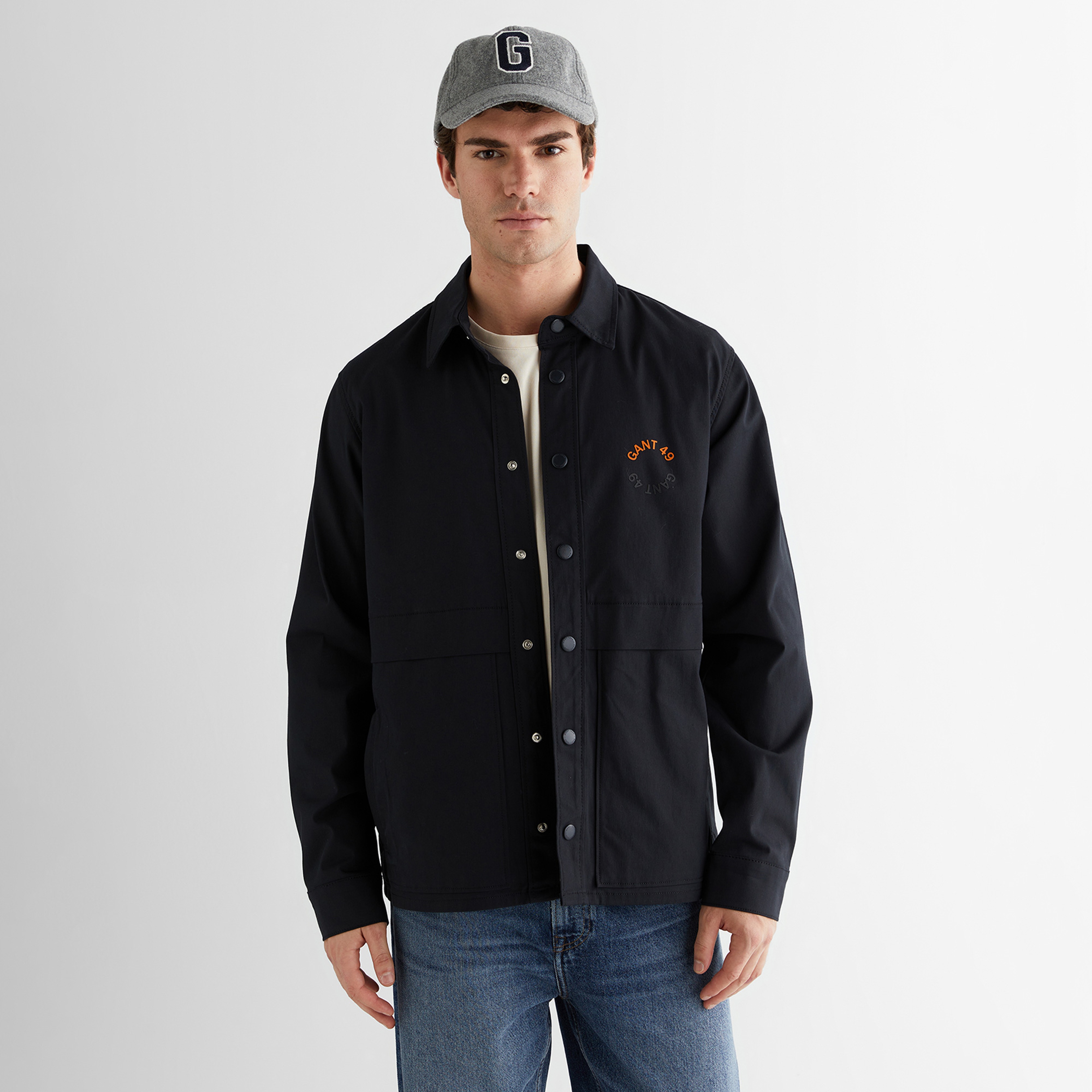 GANT Erkek Siyah Relaxed Fit Gömlek Yaka Logolu Ceket