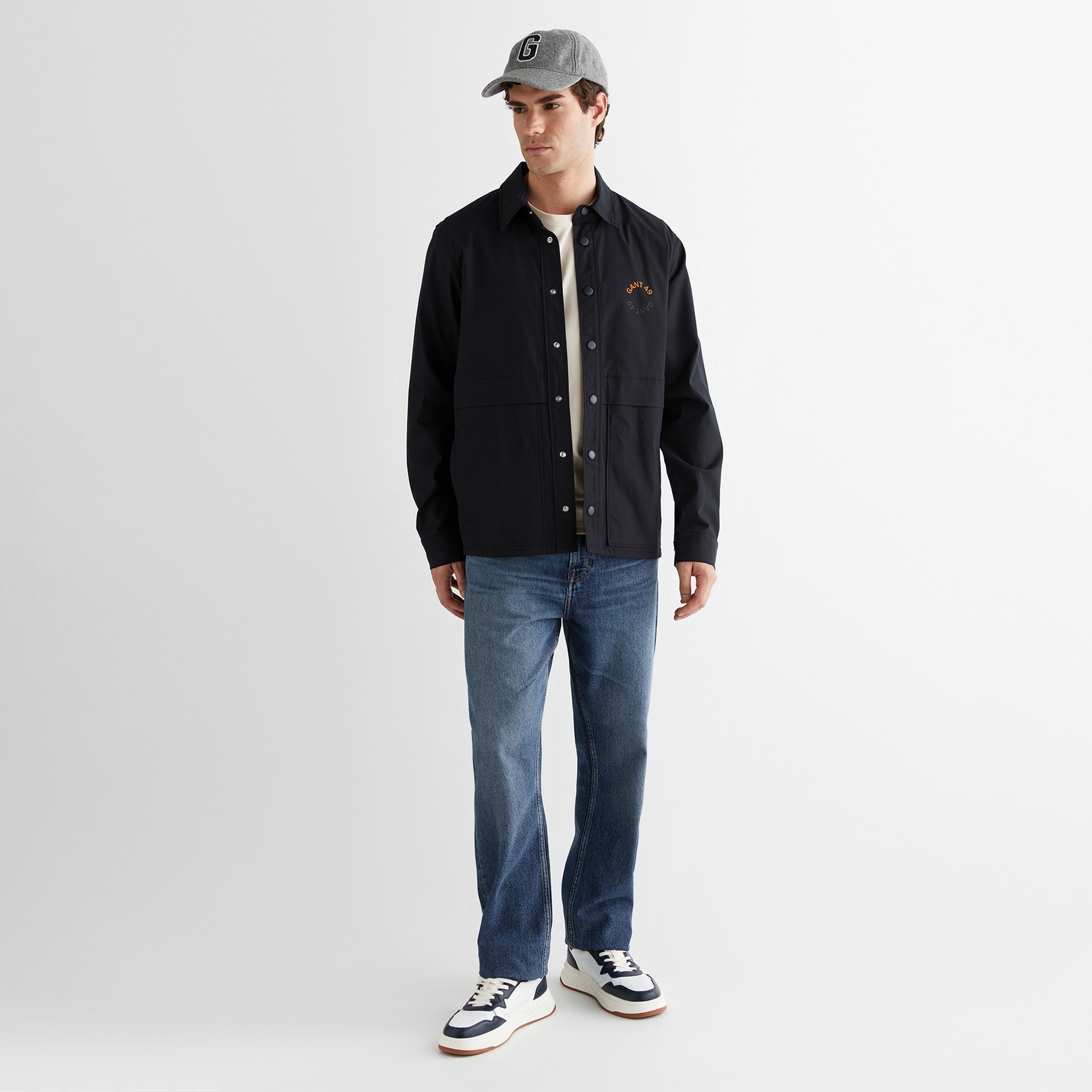 GANT Erkek Siyah Relaxed Fit Gömlek Yaka Logolu Ceket